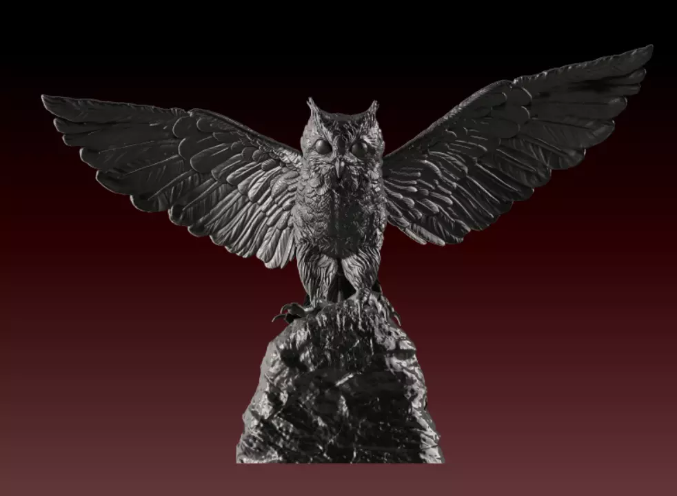 Owl miniature 3D print model_0