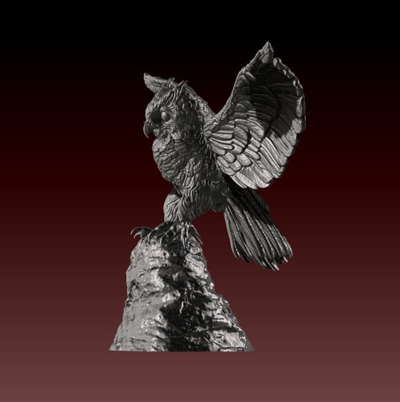 Owl miniature 3D print model_1