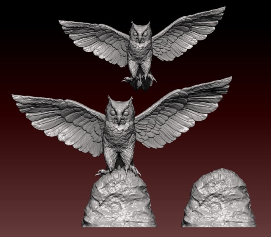 Owl miniature 3D print model_4