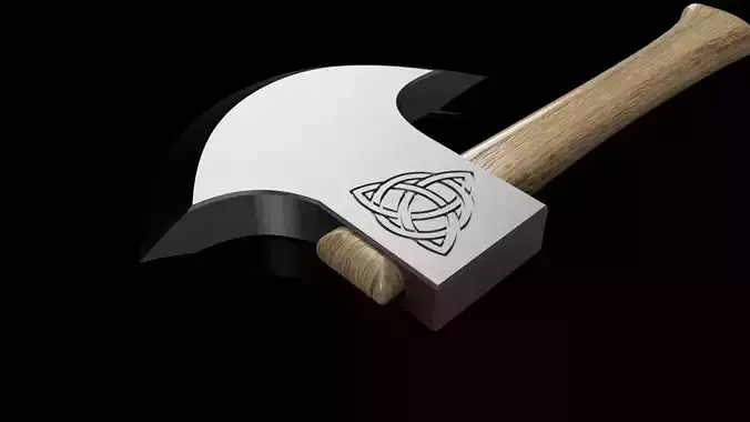 Axe Nordic One Hand Wotansknot Runic Weapon Free 3D model
