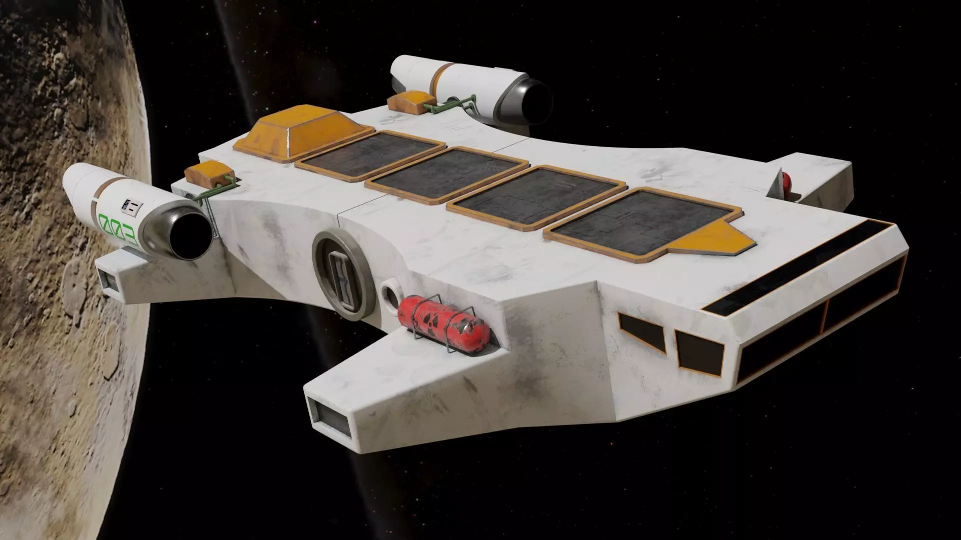 Spaceship 3D model star wars spacecraft flying in space Low-poly 3D model_0