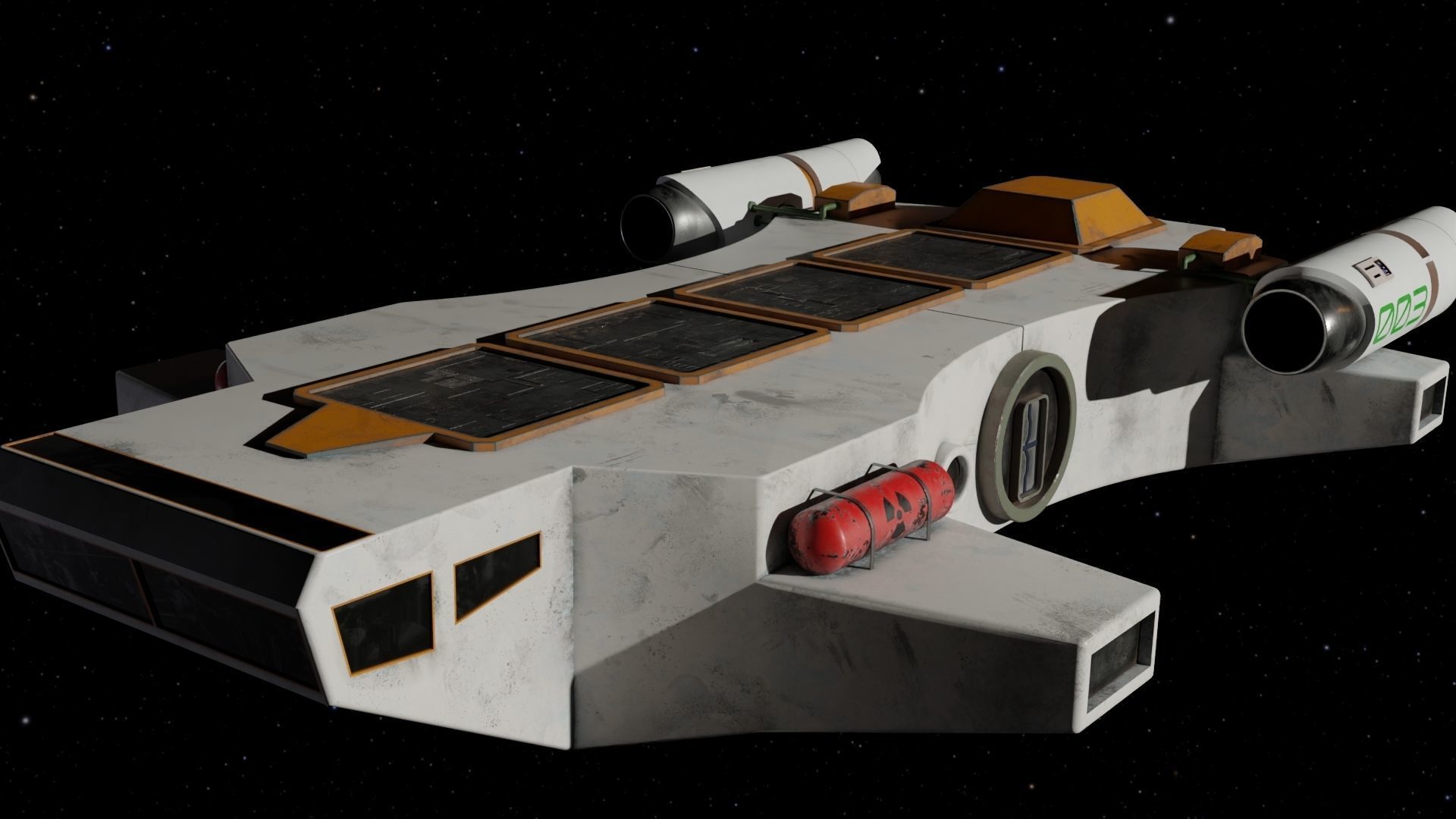 Spaceship 3D model star wars spacecraft flying in space Low-poly 3D model_10