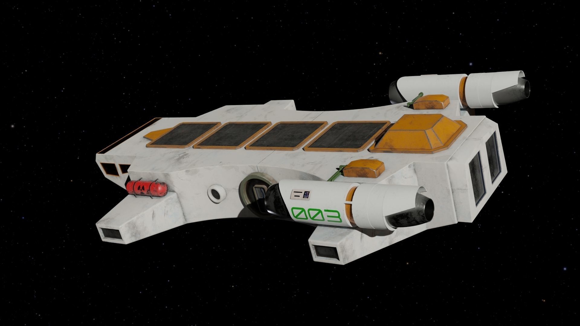 Spaceship 3D model star wars spacecraft flying in space Low-poly 3D model_14