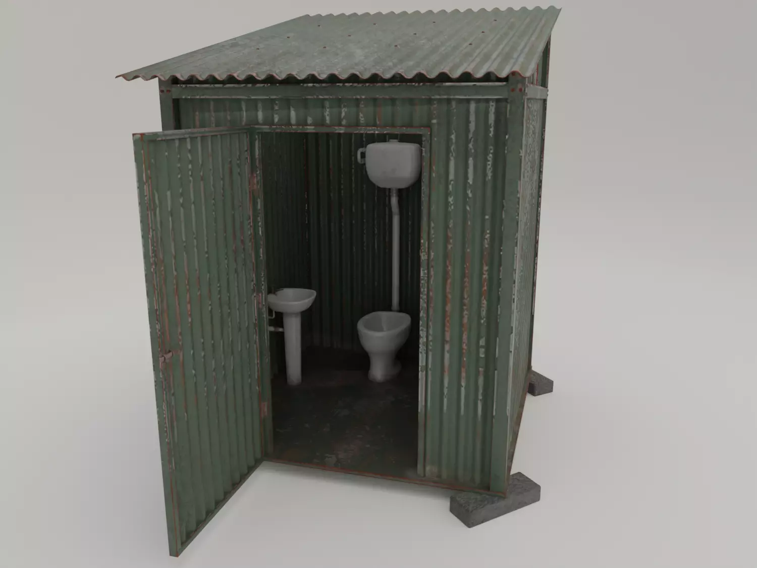Outhouse Toilet  - Low Poly Low-poly 3D model_0