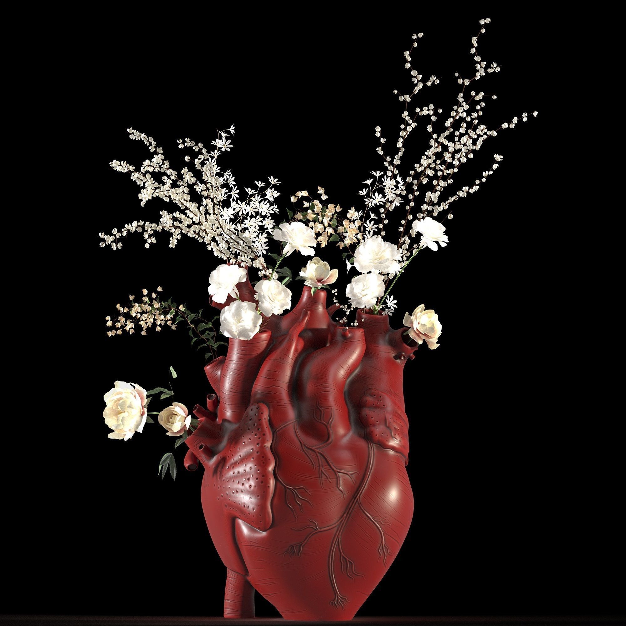 Heart Vase Red 3D model_1
