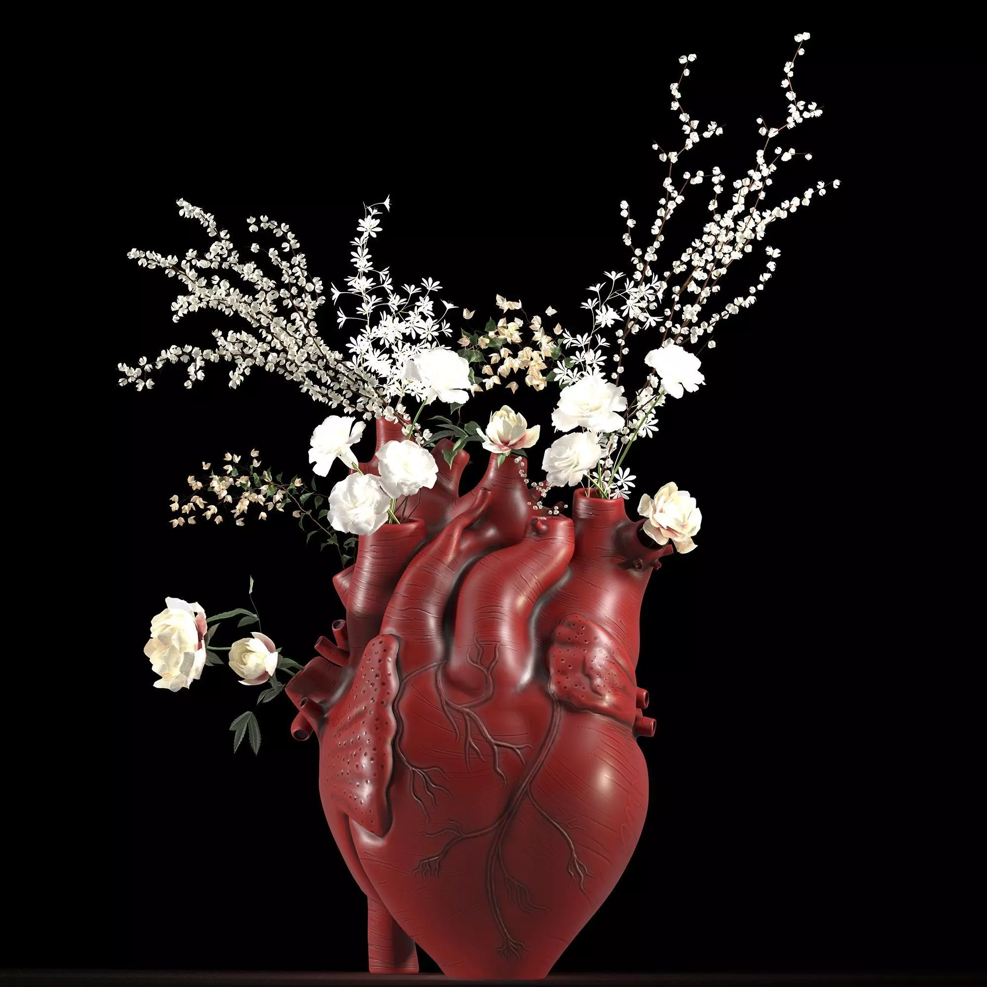 Heart Vase Red 3D model_0