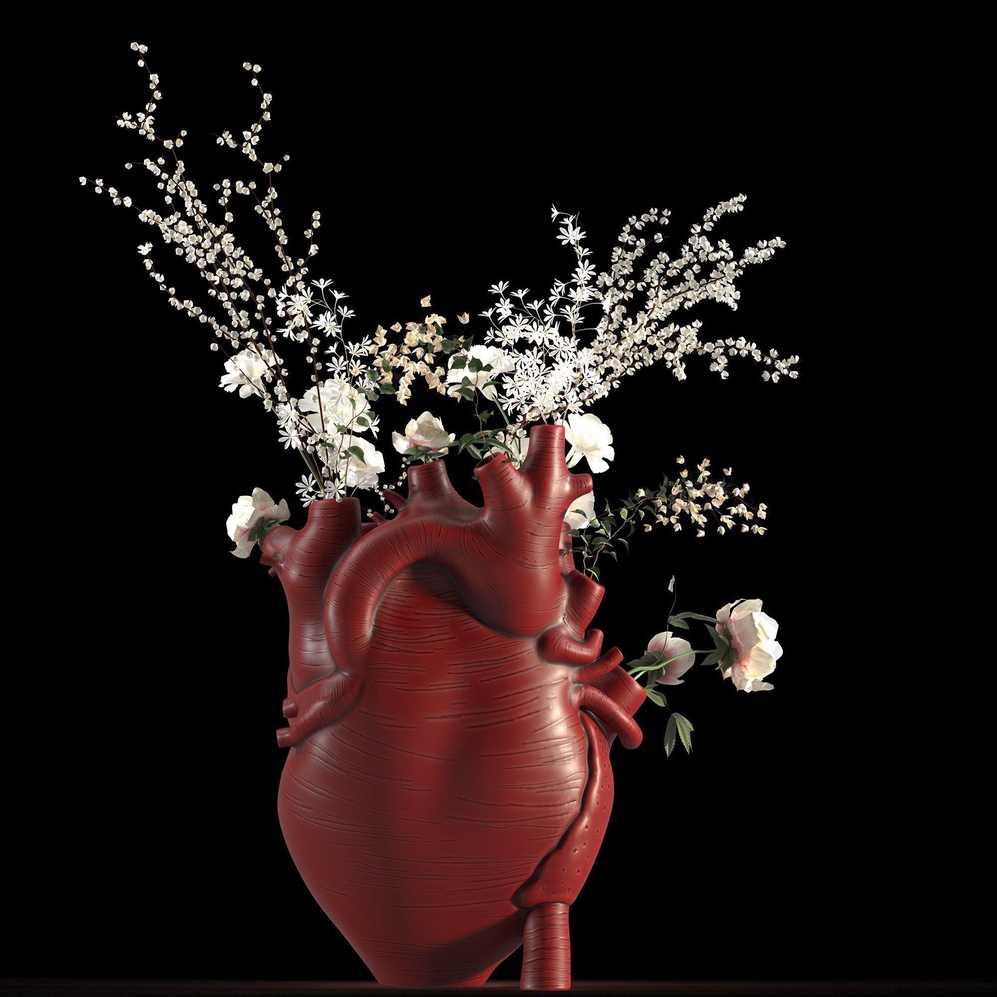 Heart Vase Red 3D model_4