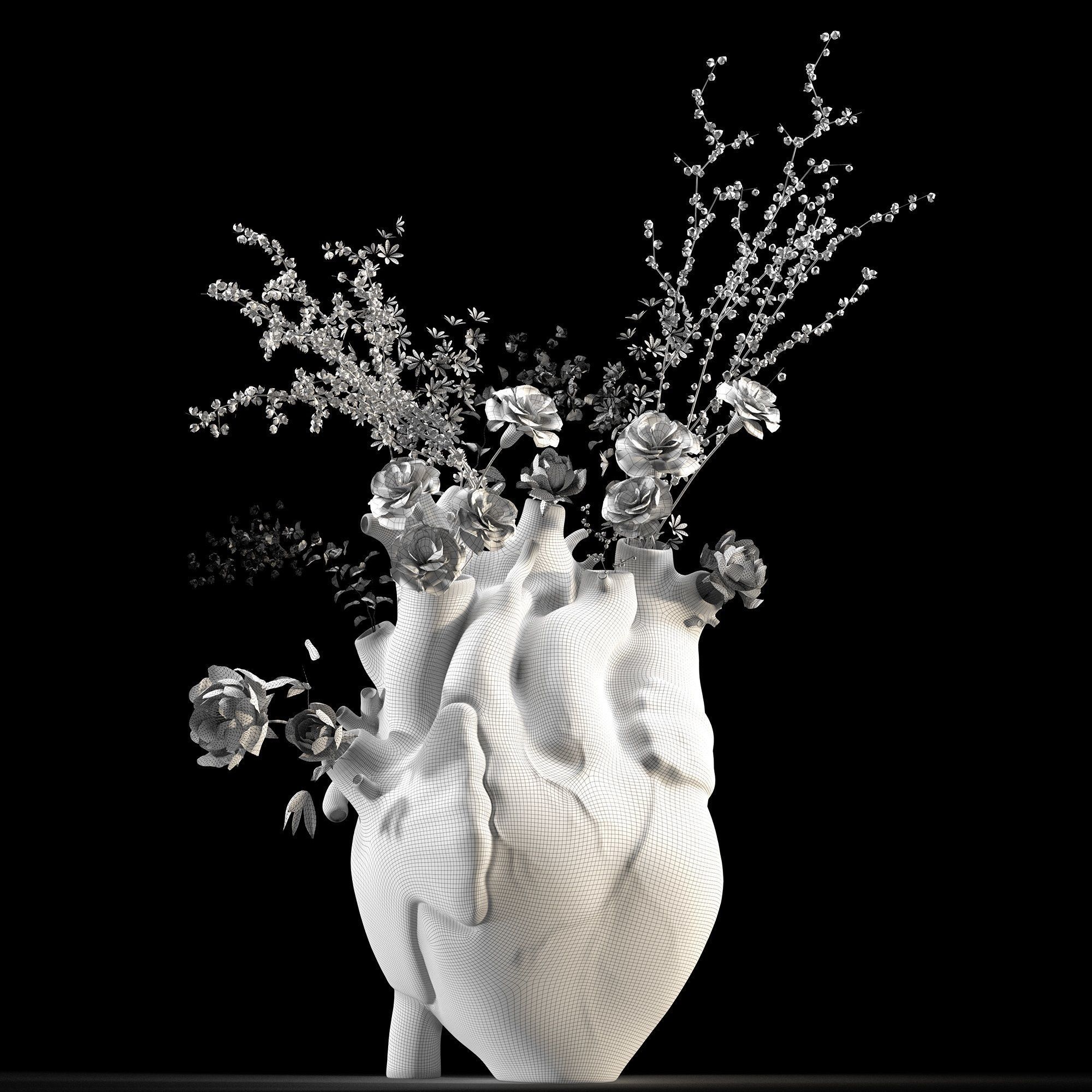 Heart Vase Red 3D model_5