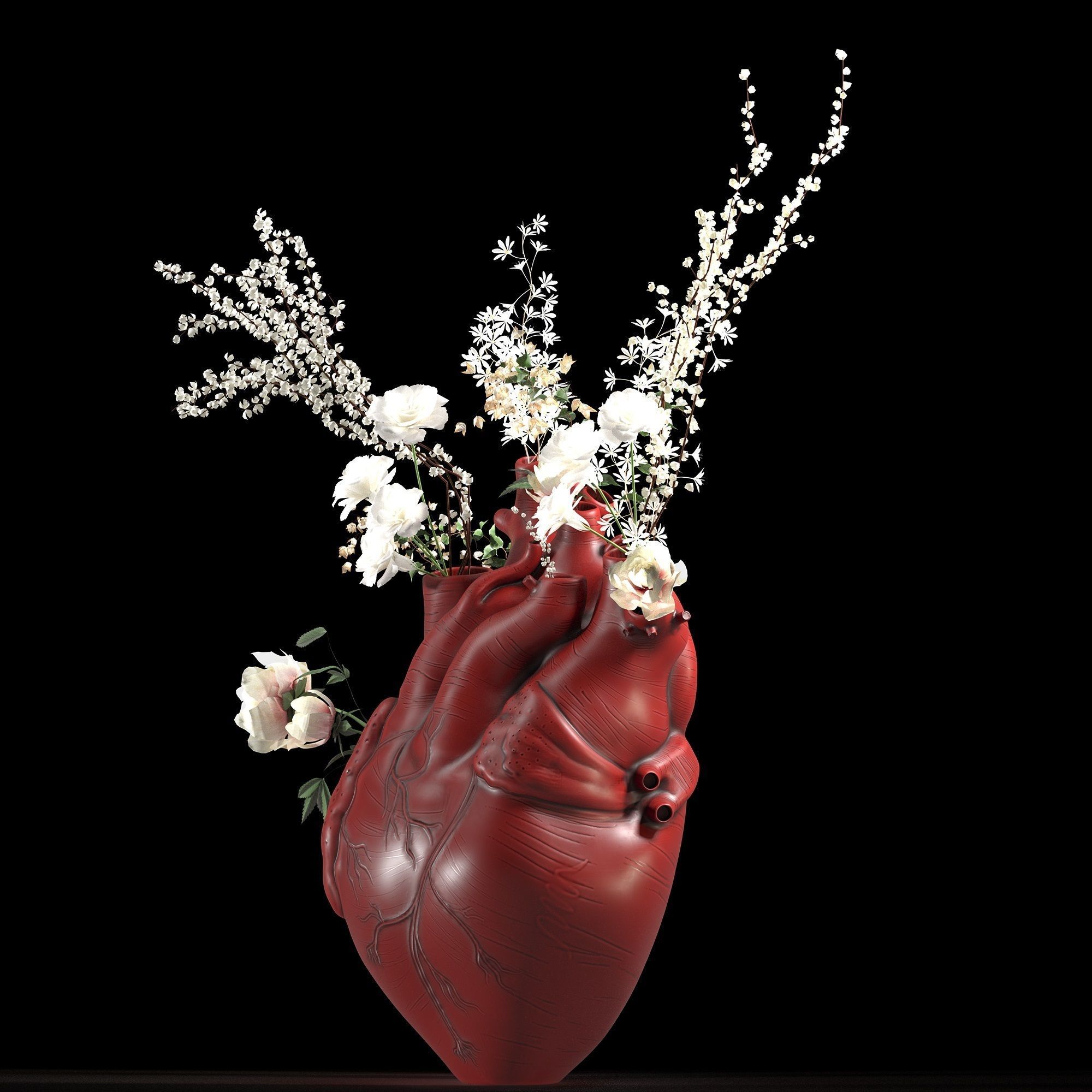 Heart Vase Red 3D model_2