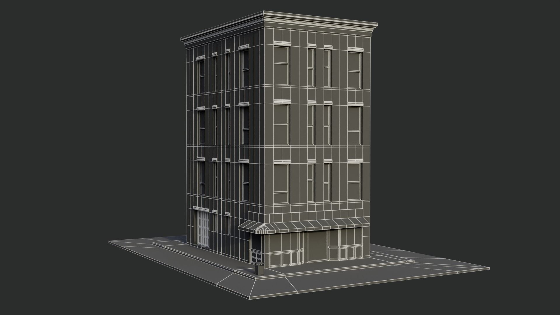 Building Block Low-poly 3D model_9