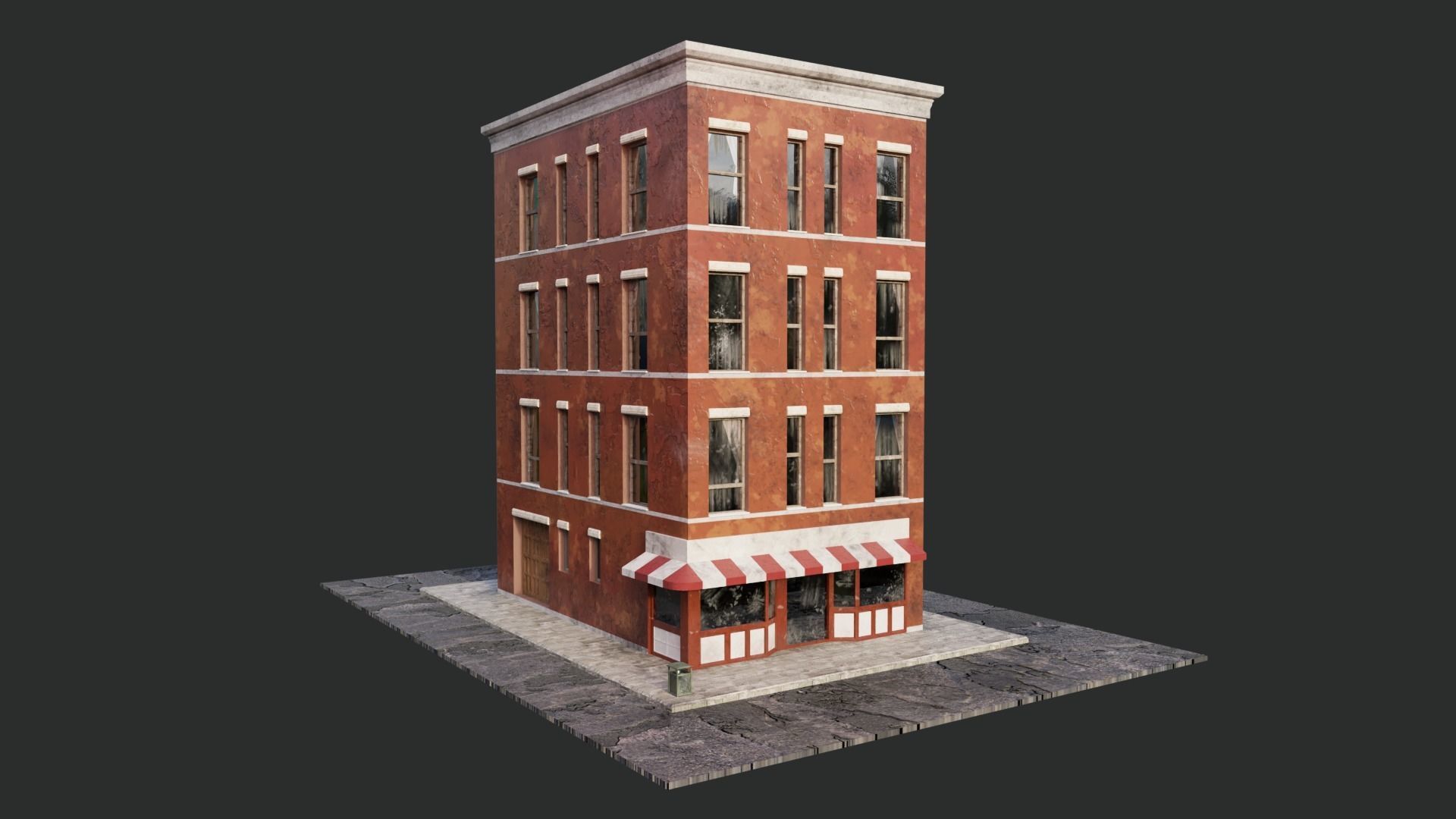 Building Block Low-poly 3D model_2