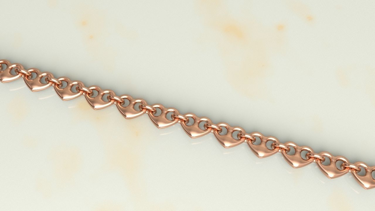 Ring linked Heart Chain Link 10 mm Wide 3D print model_1