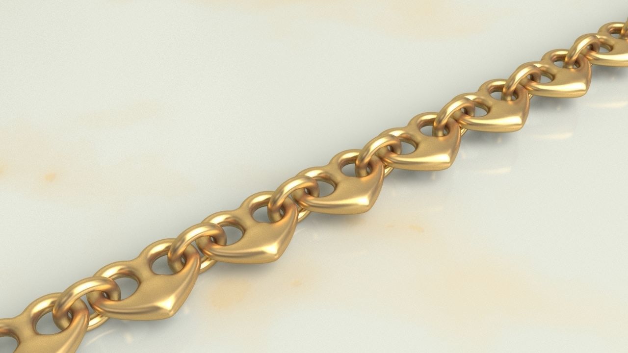 Ring linked Heart Chain Link 10 mm Wide 3D print model_4