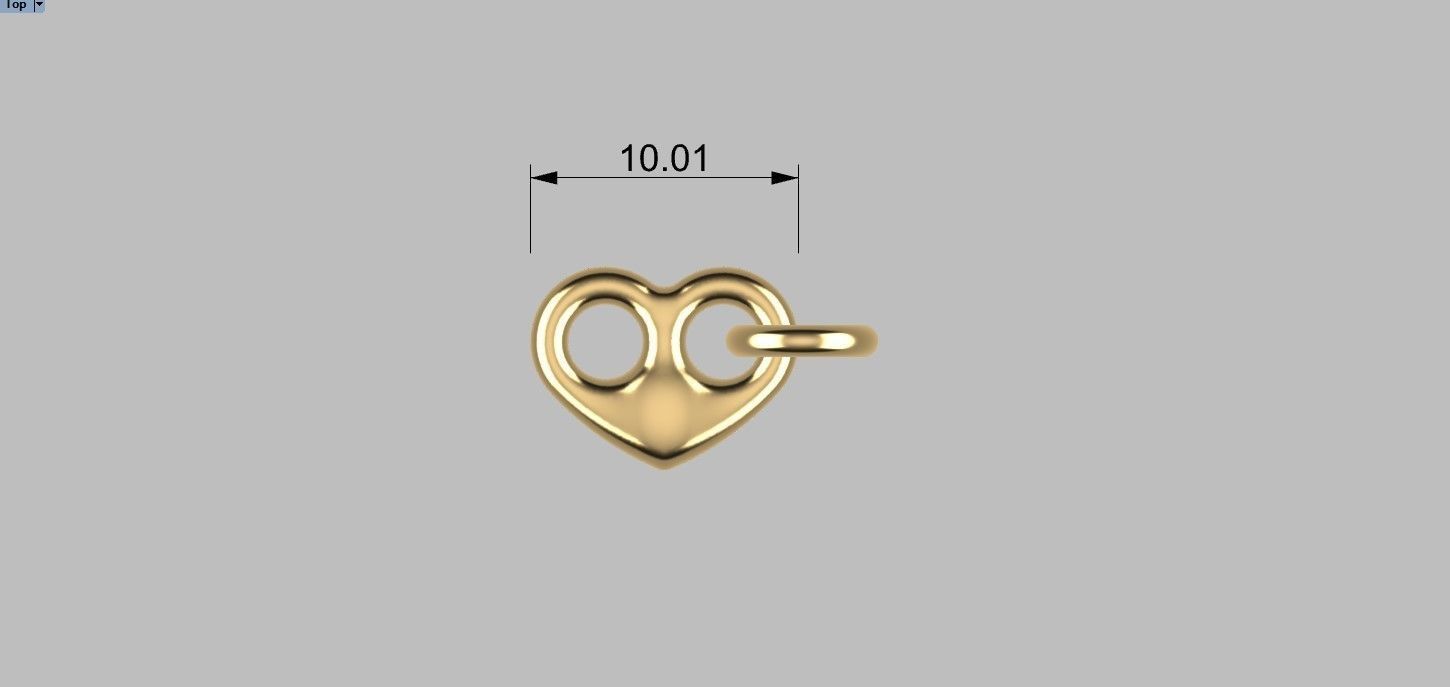 Ring linked Heart Chain Link 10 mm Wide 3D print model_6
