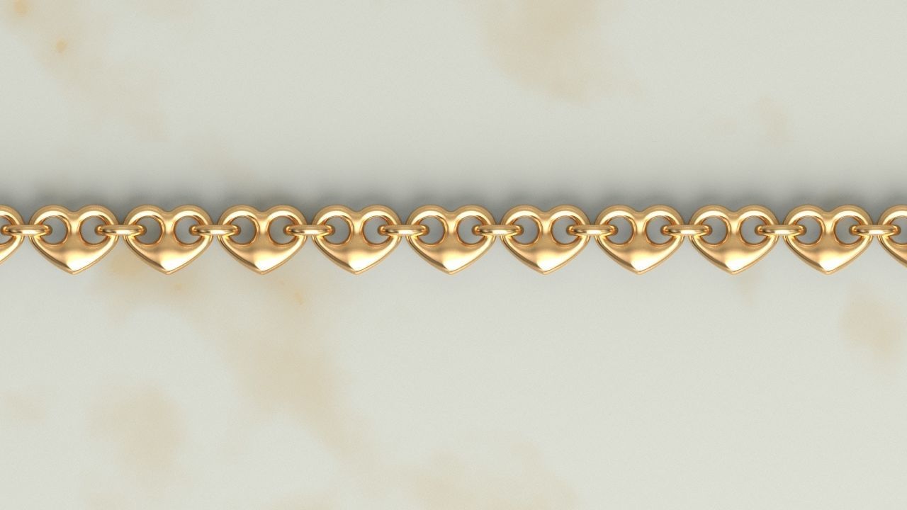 Ring linked Heart Chain Link 10 mm Wide 3D print model_5
