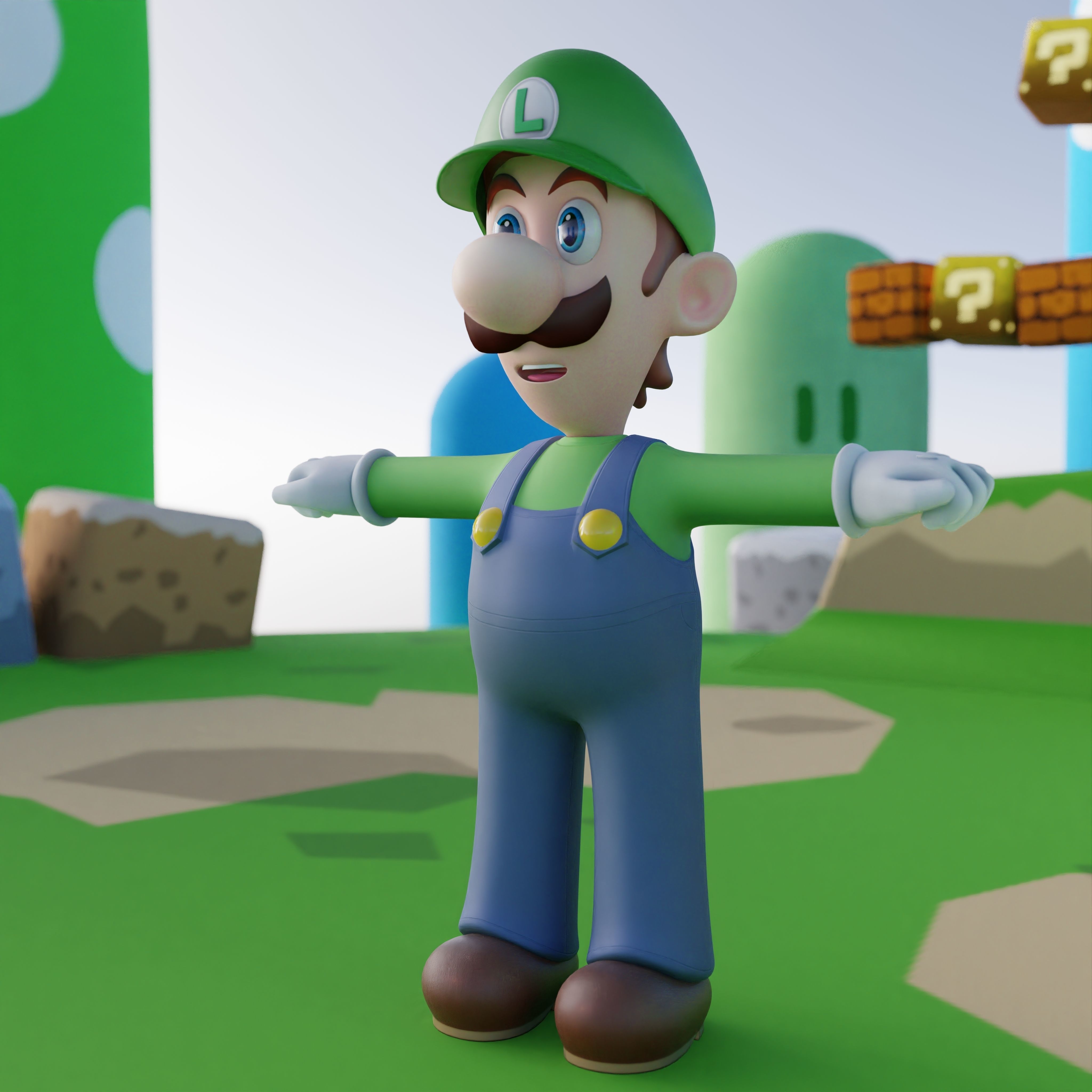 Luigi Rigged PBR  Low-poly 3D model_16