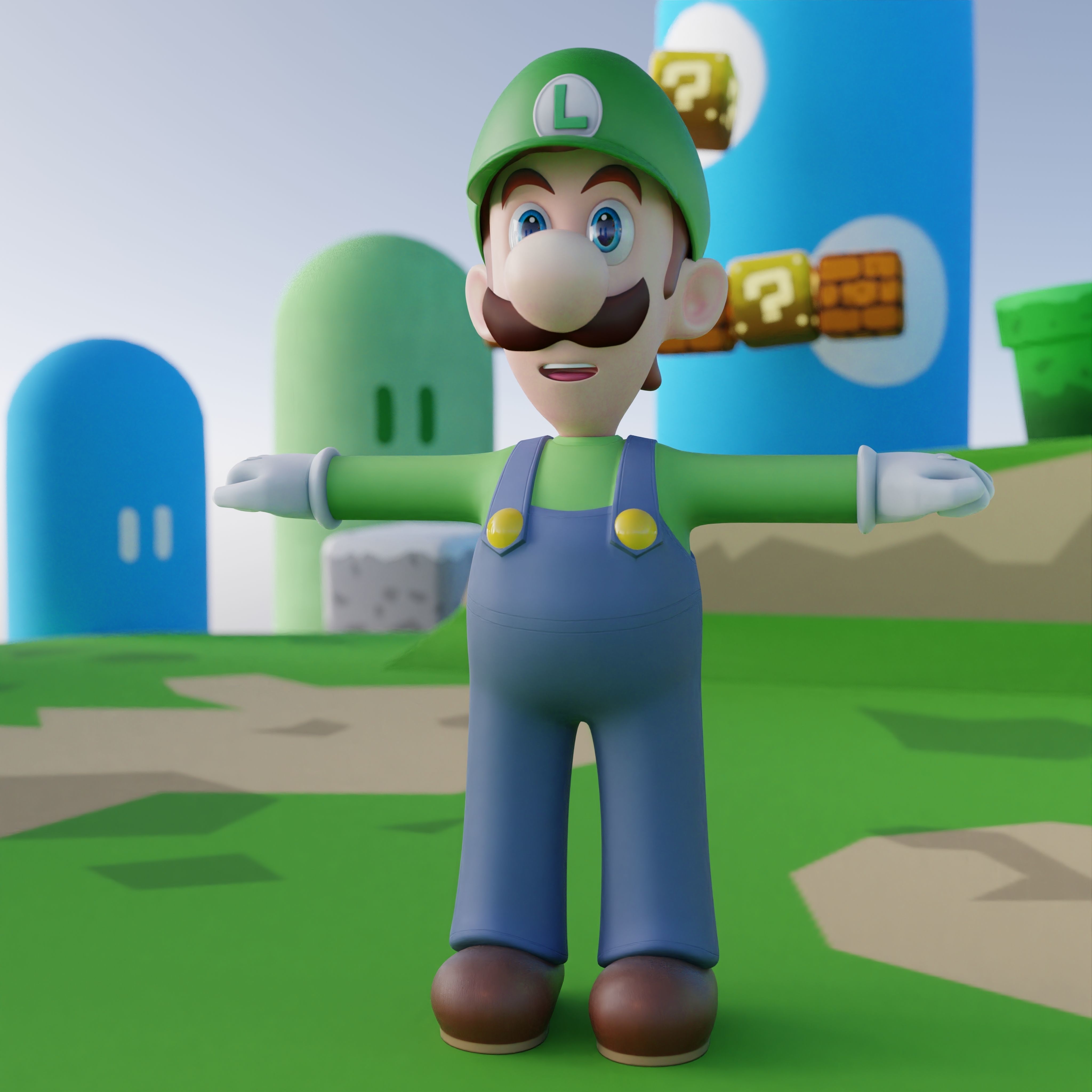 Luigi Rigged PBR  Low-poly 3D model_57