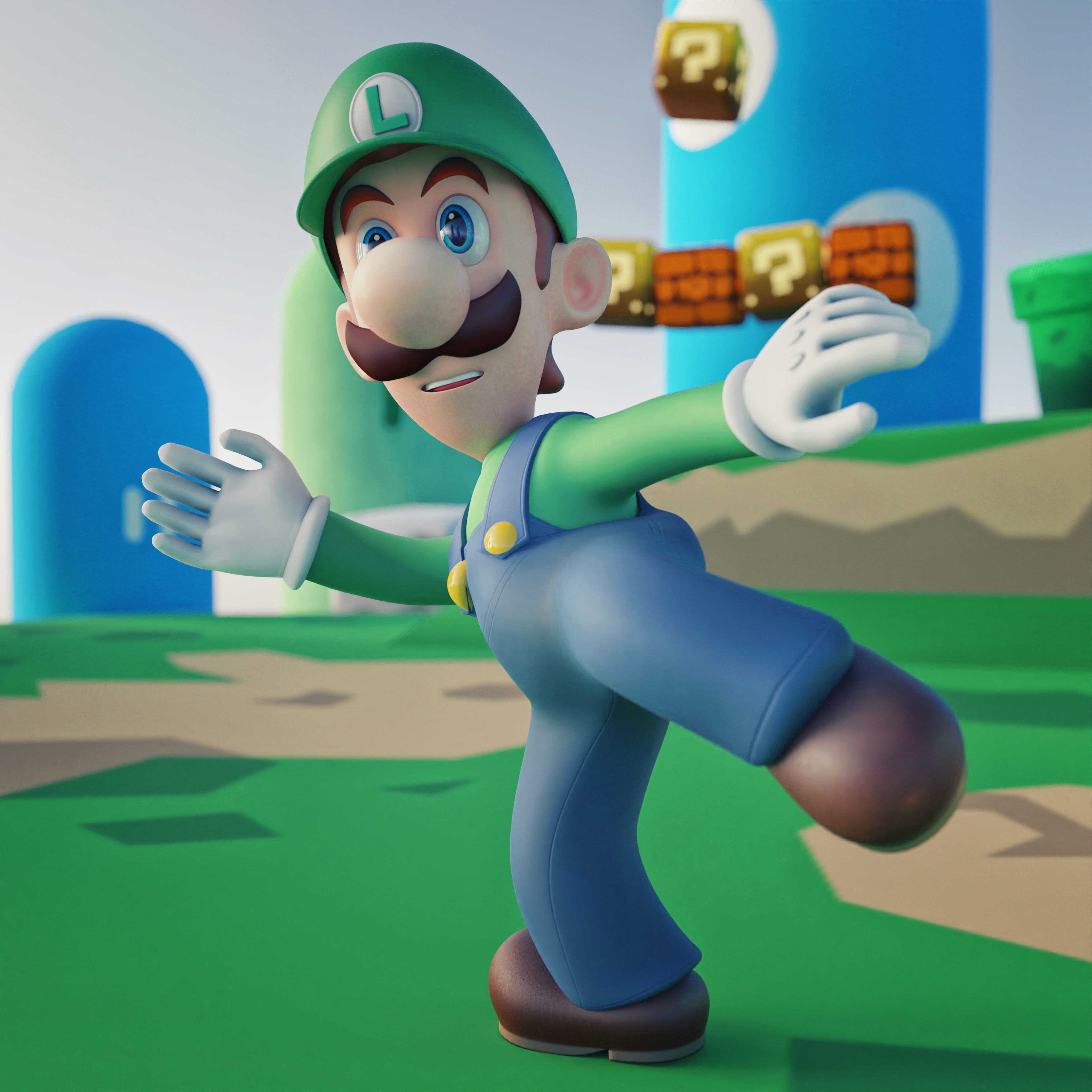 Luigi Rigged PBR  Low-poly 3D model_6