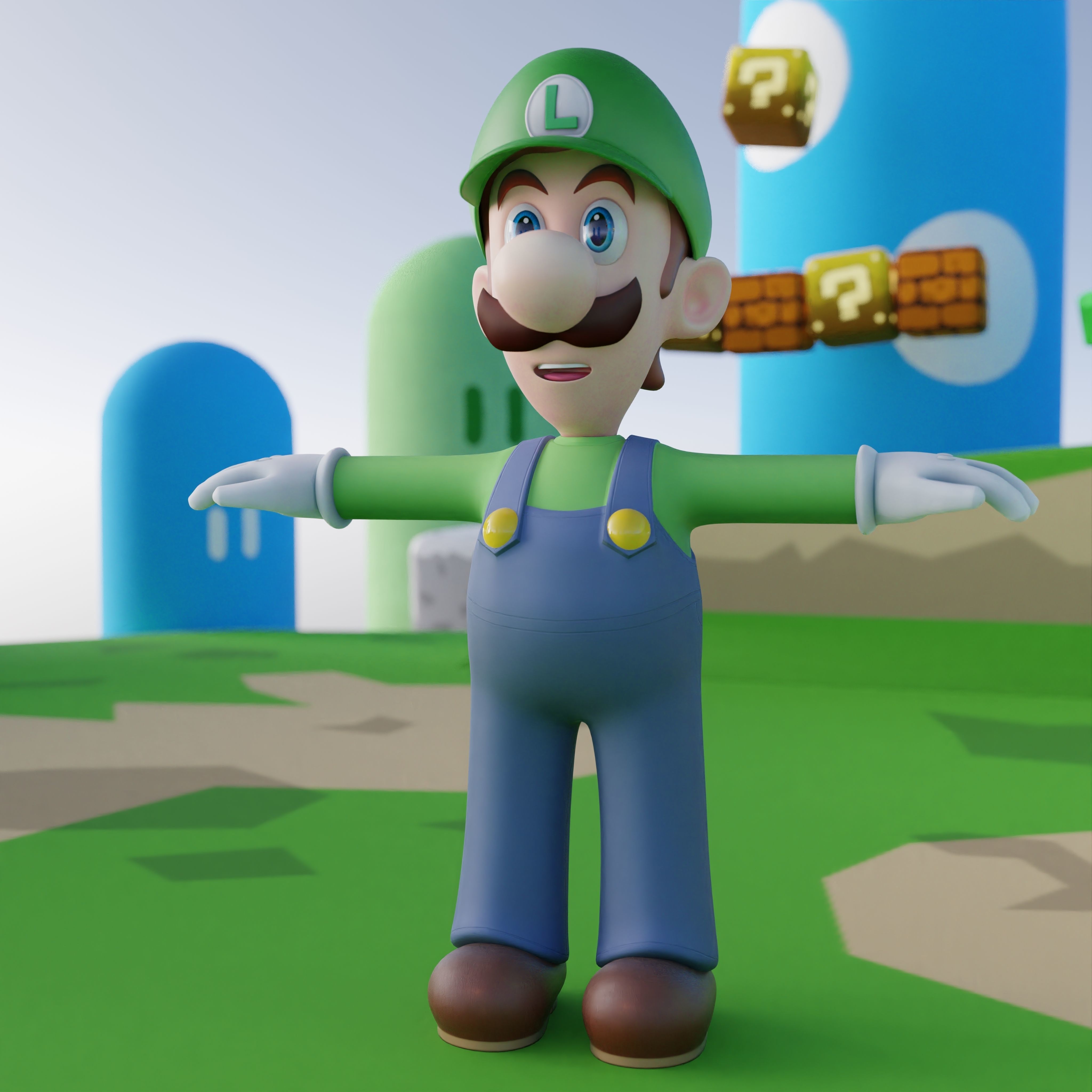 Luigi Rigged PBR  Low-poly 3D model_12