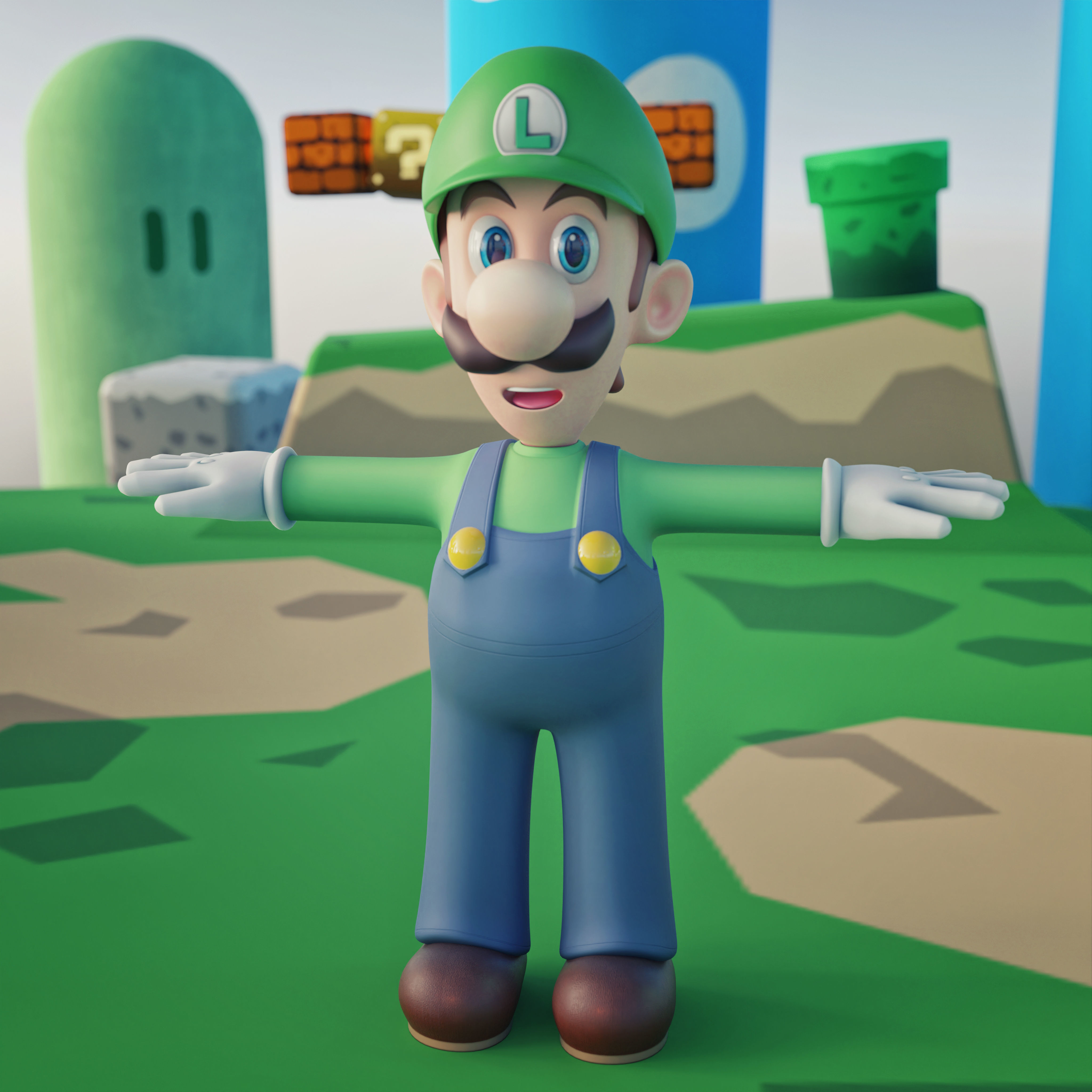 Luigi Rigged PBR  Low-poly 3D model_8