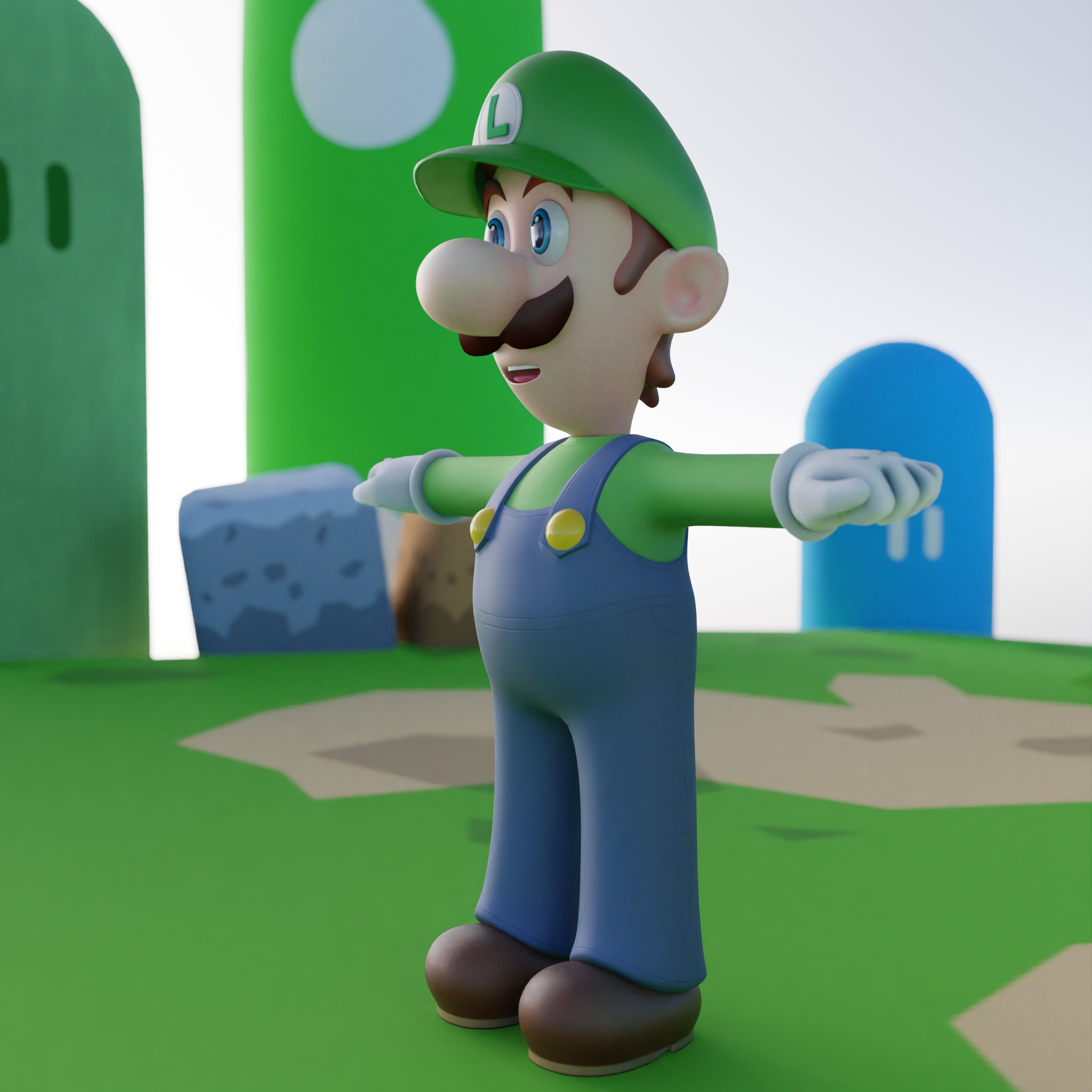 Luigi Rigged PBR  Low-poly 3D model_19