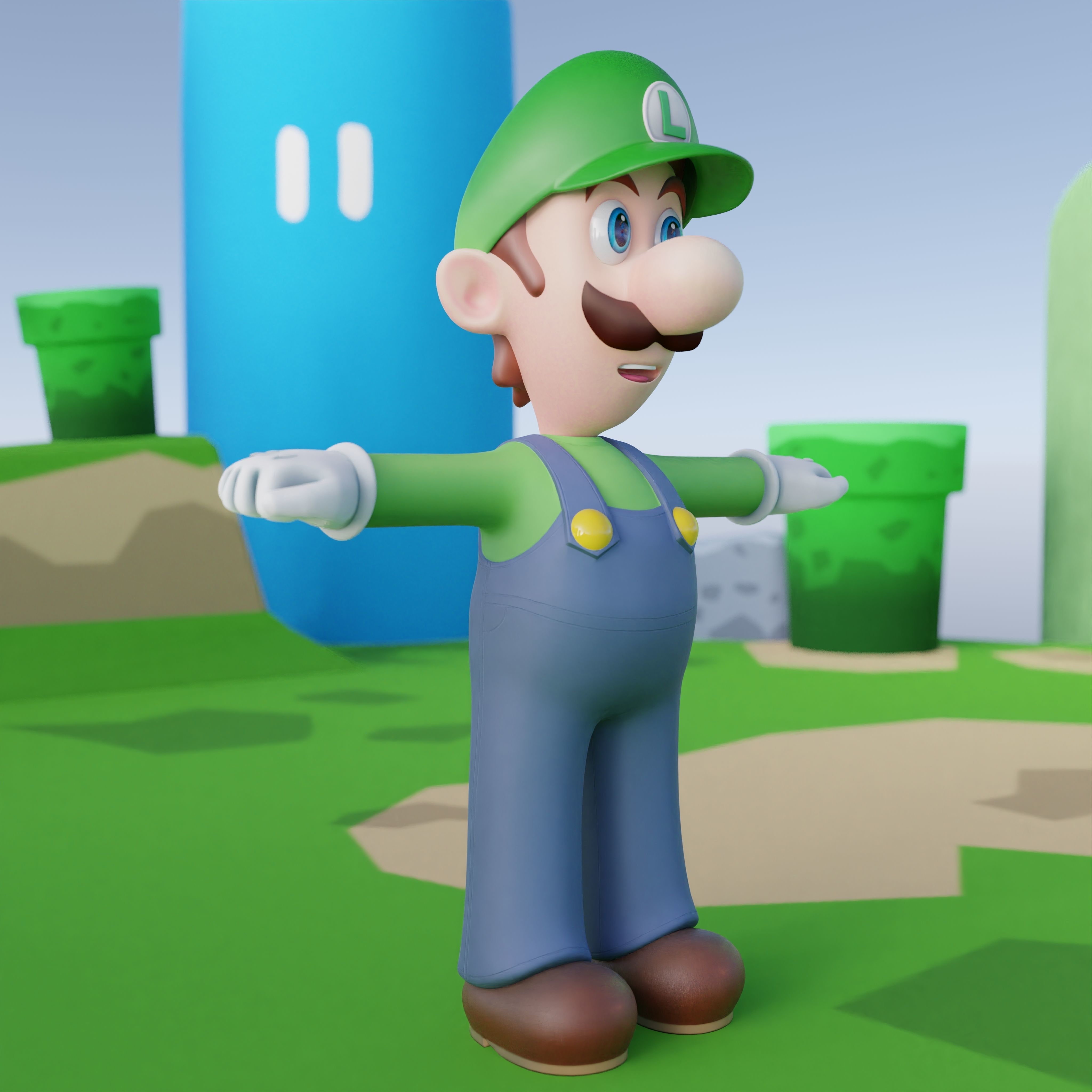 Luigi Rigged PBR  Low-poly 3D model_46
