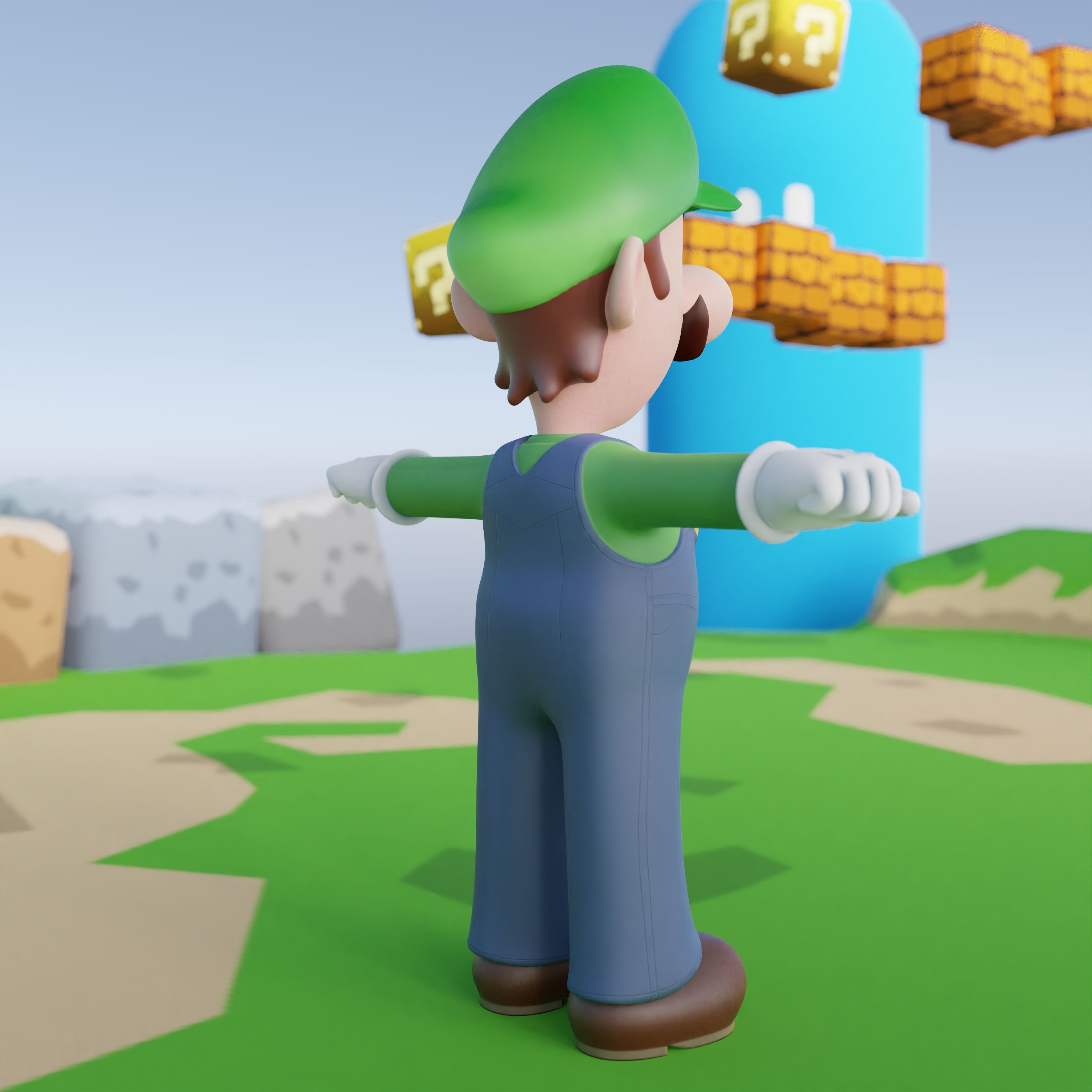 Luigi Rigged PBR  Low-poly 3D model_37