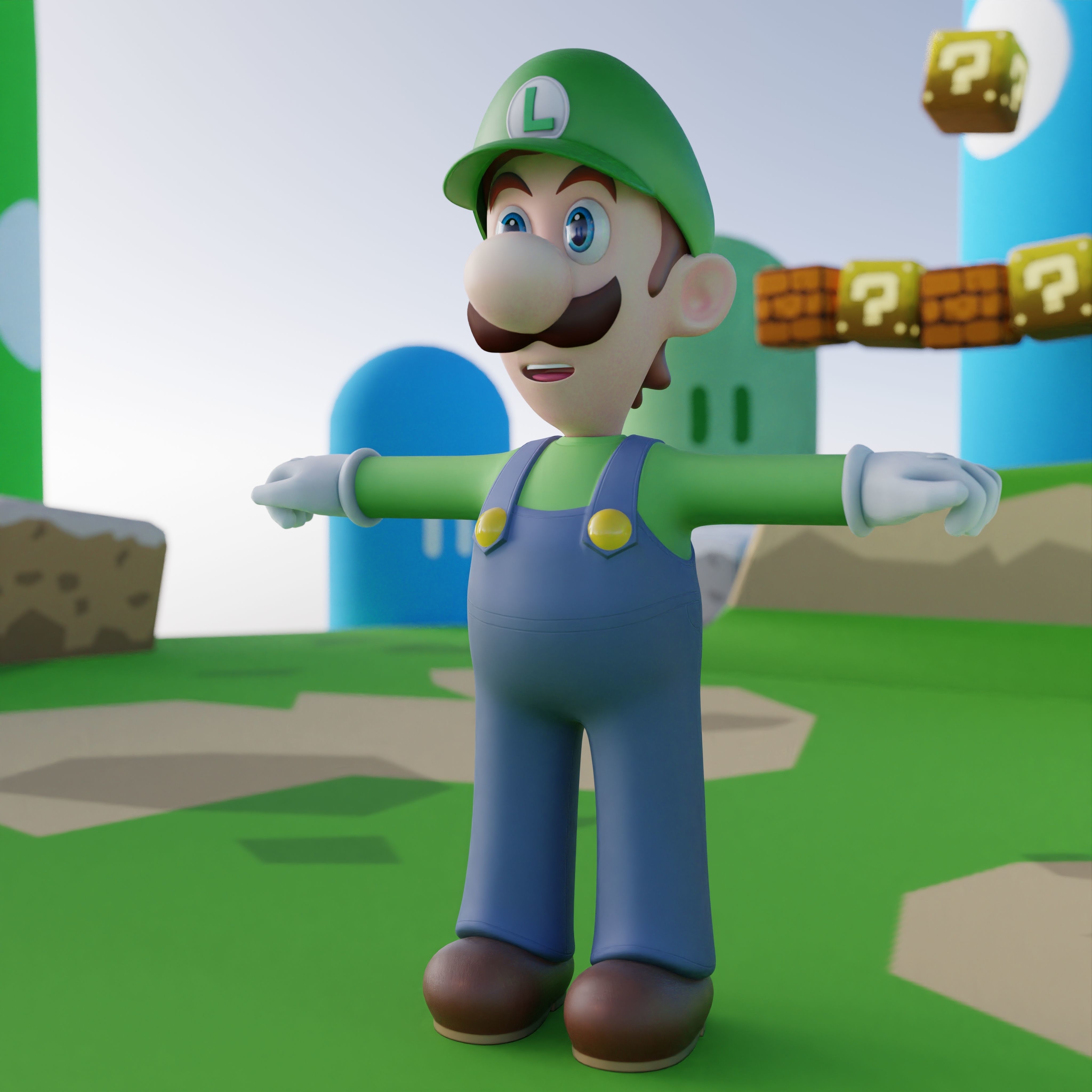 Luigi Rigged PBR  Low-poly 3D model_15