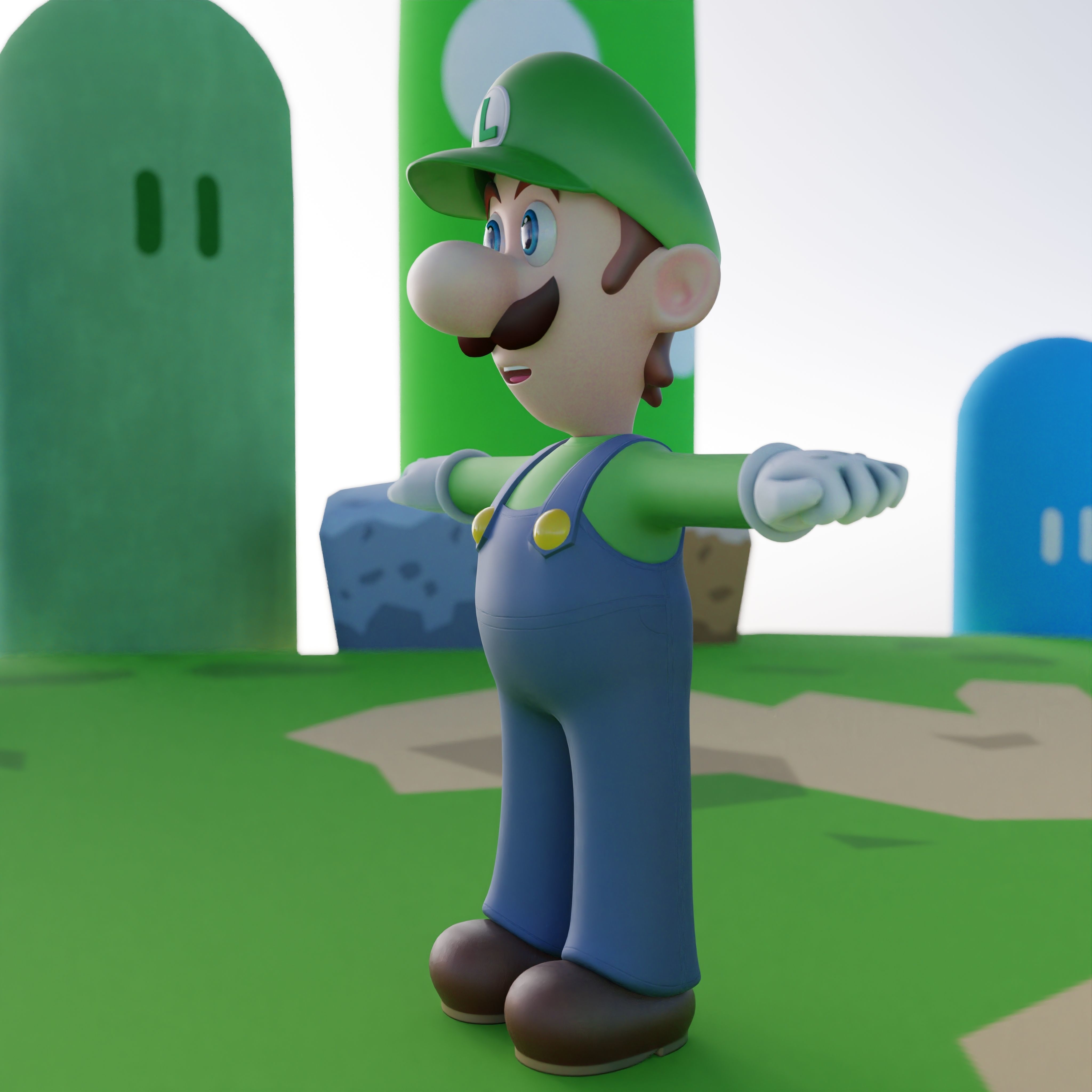 Luigi Rigged PBR  Low-poly 3D model_20