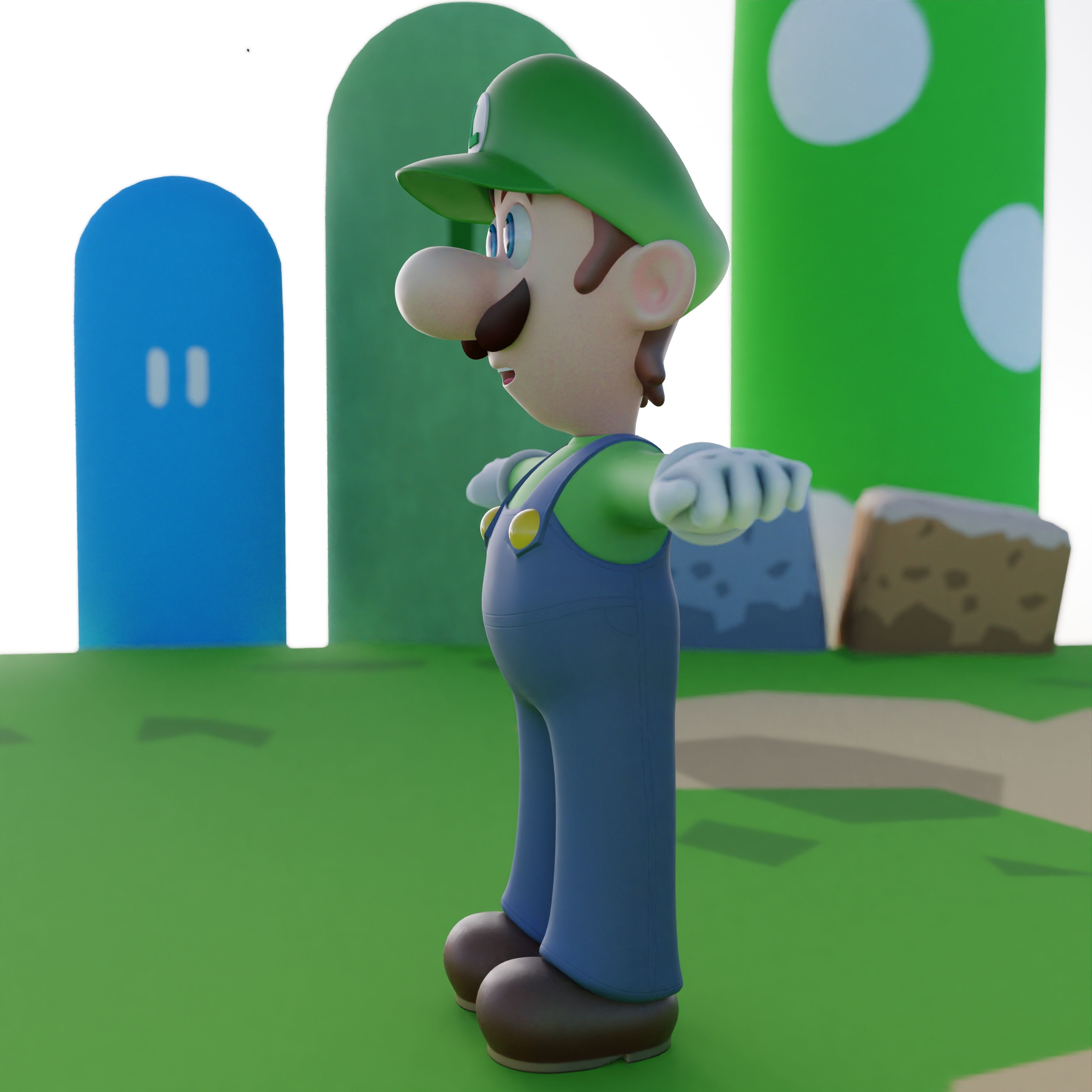Luigi Rigged PBR  Low-poly 3D model_22