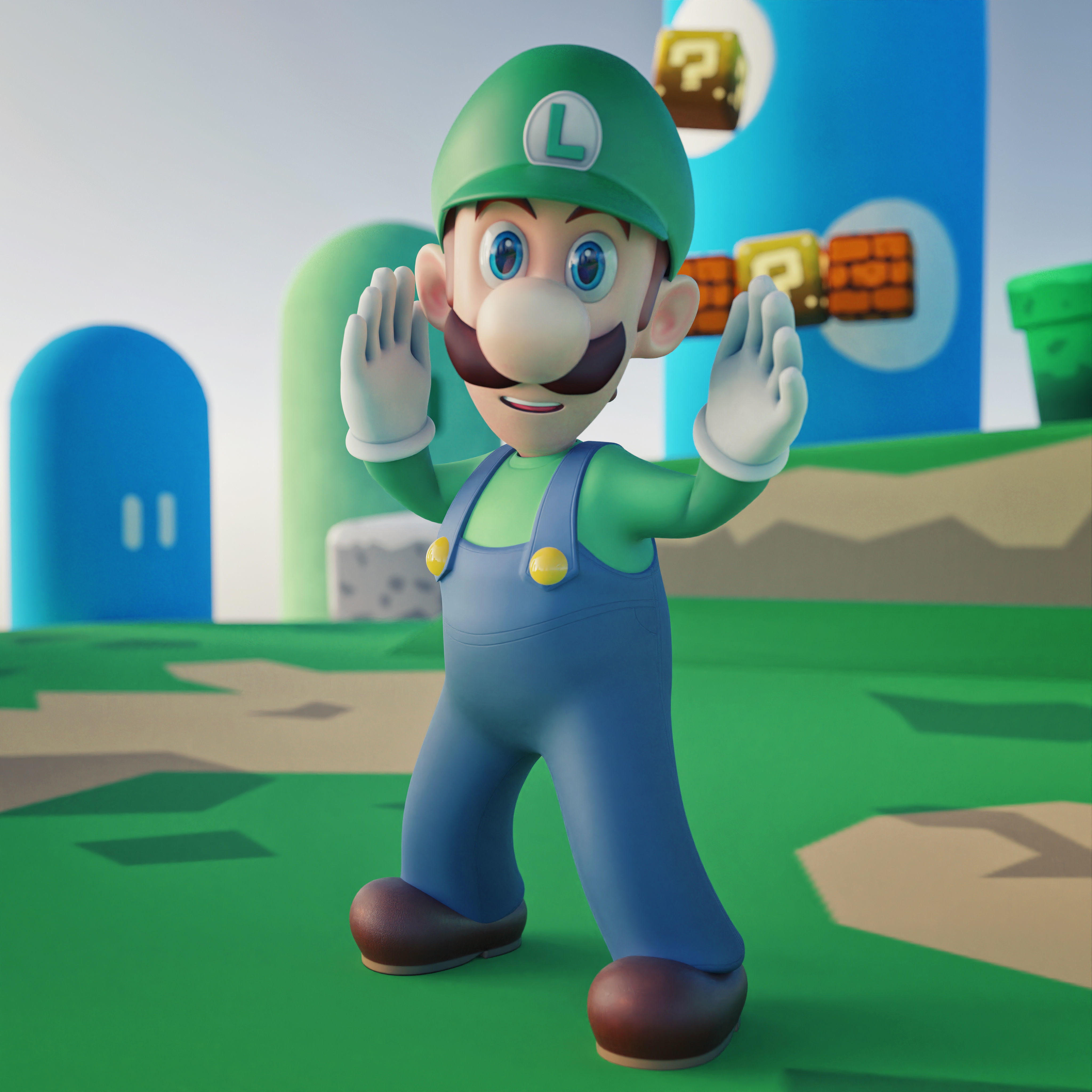 Luigi Rigged PBR  Low-poly 3D model_7