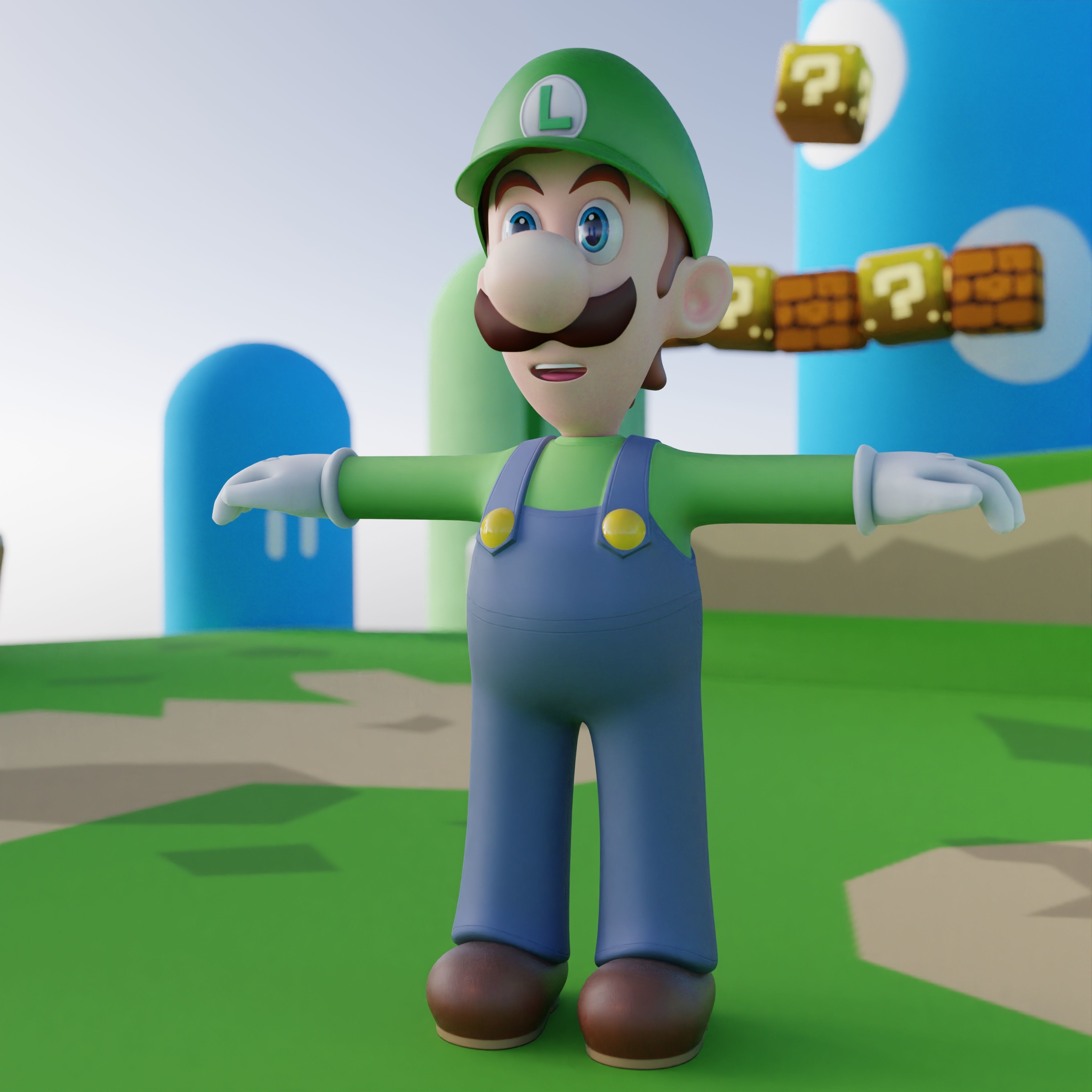 Luigi Rigged PBR  Low-poly 3D model_13
