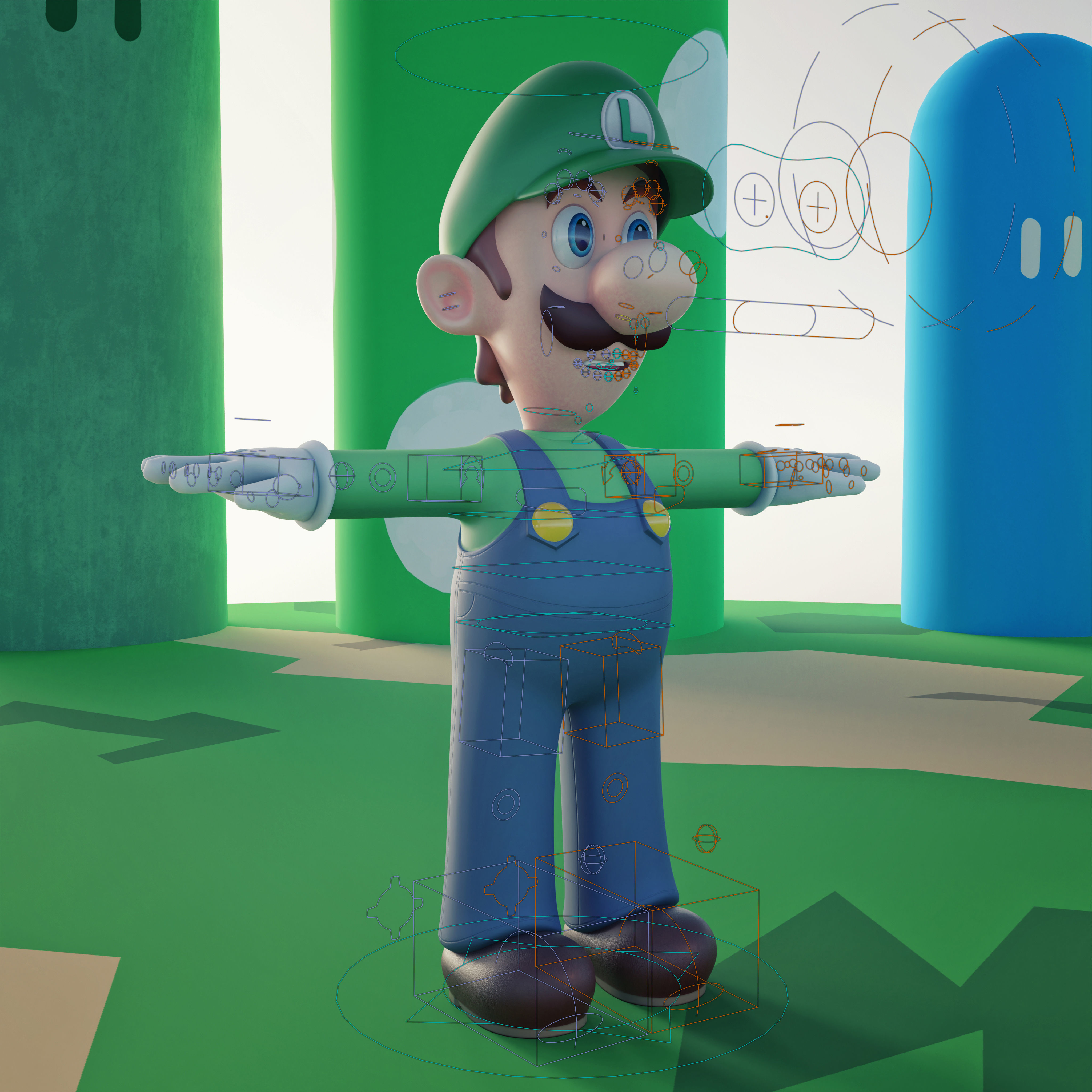Luigi Rigged PBR  Low-poly 3D model_2