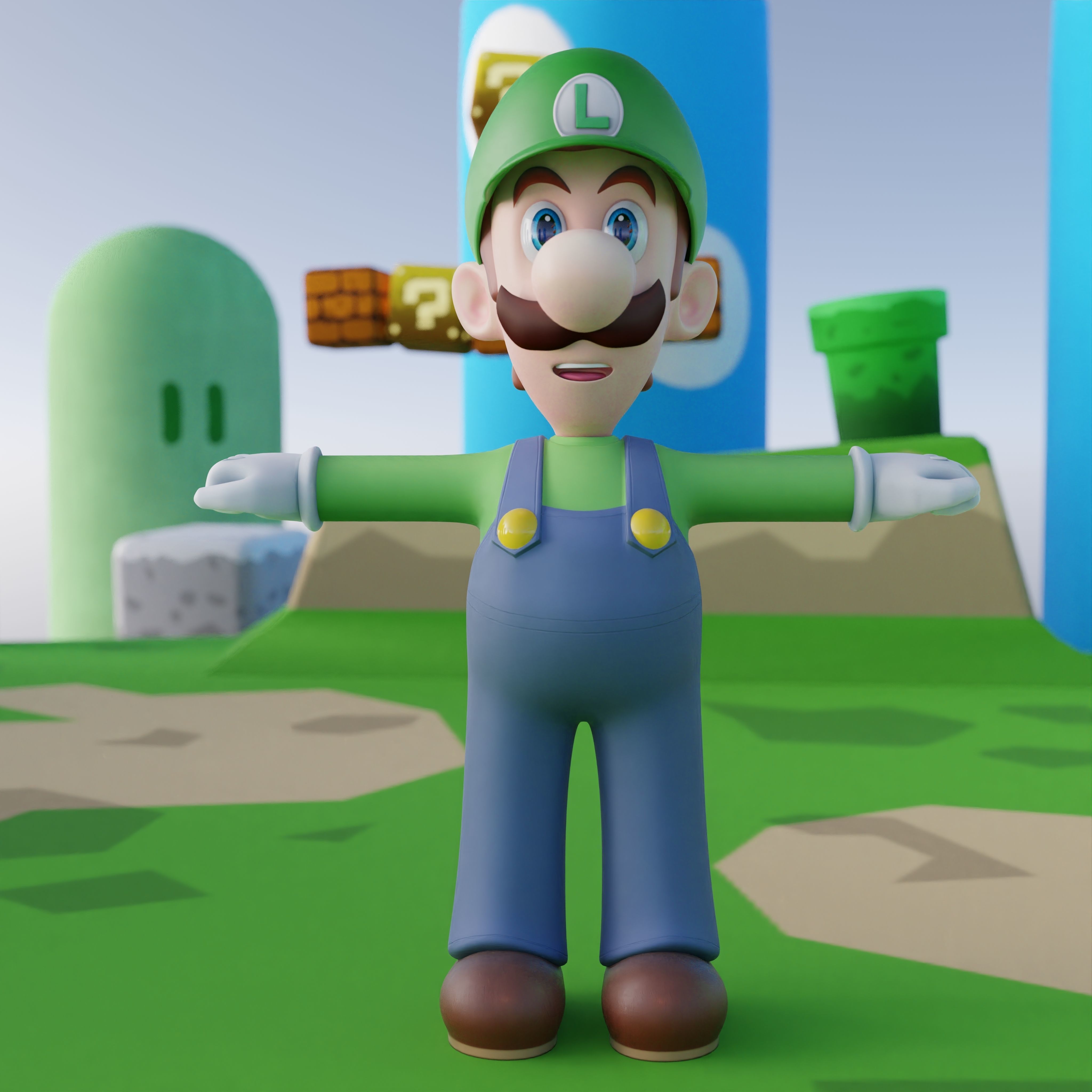 Luigi Rigged PBR  Low-poly 3D model_53
