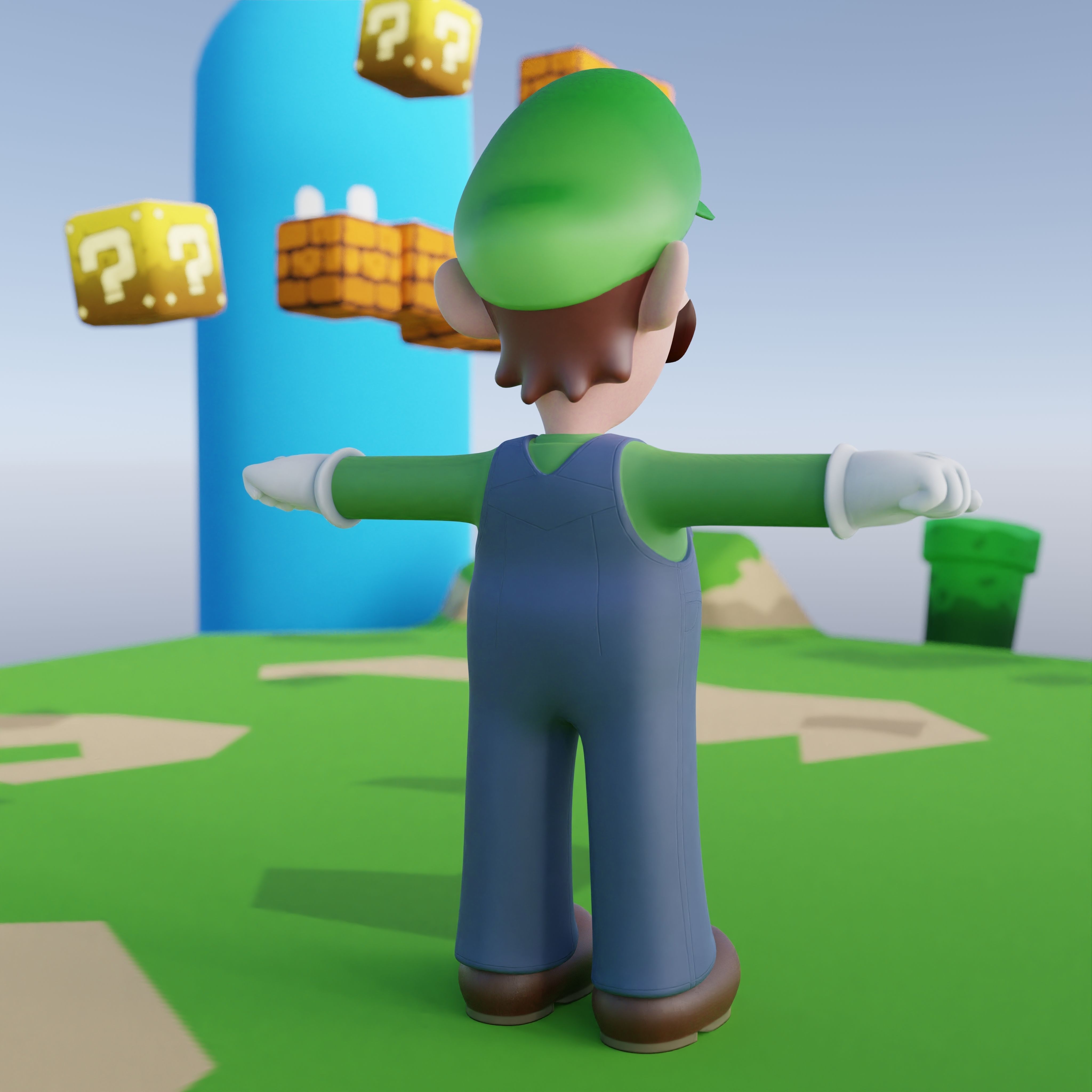 Luigi Rigged PBR  Low-poly 3D model_35