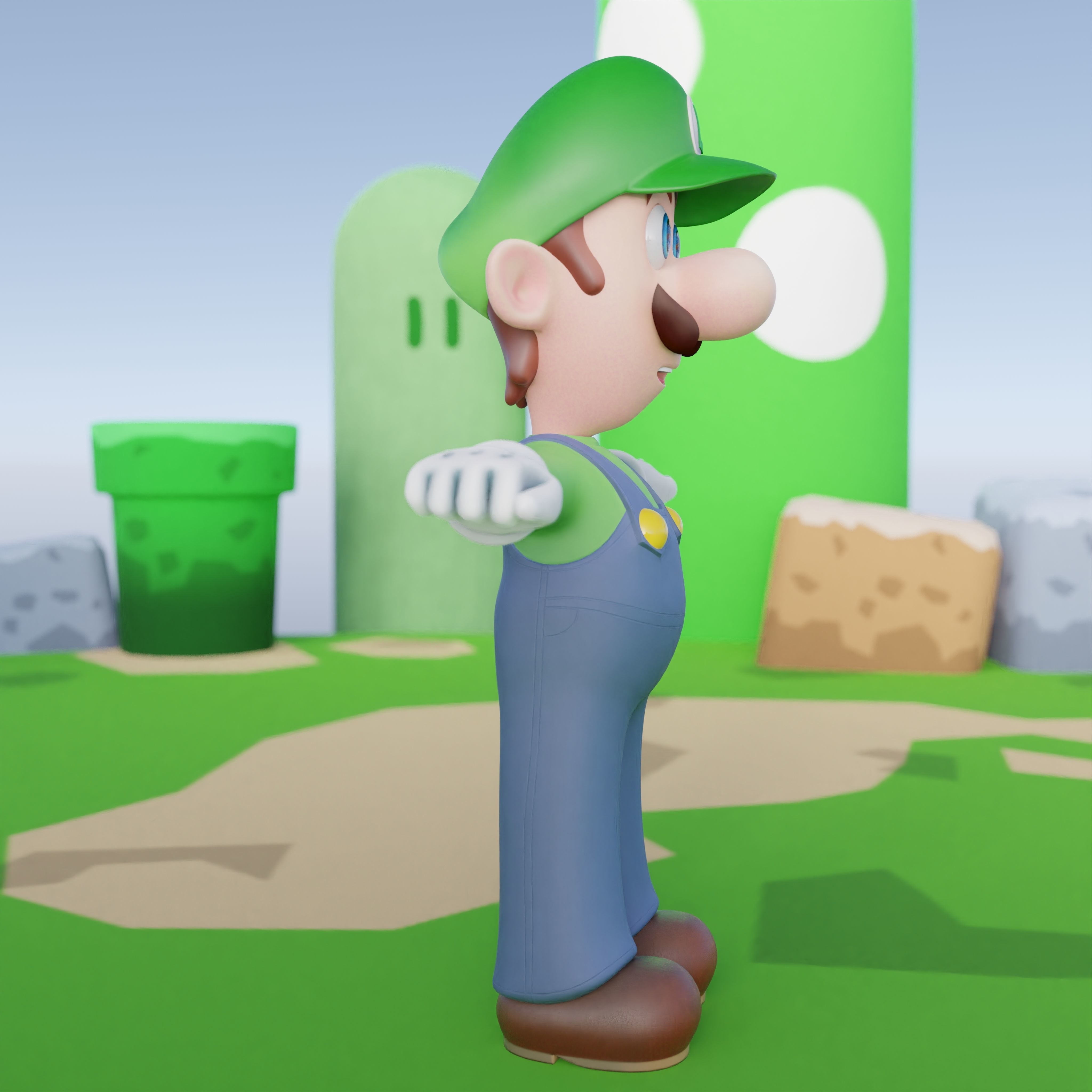 Luigi Rigged PBR  Low-poly 3D model_42