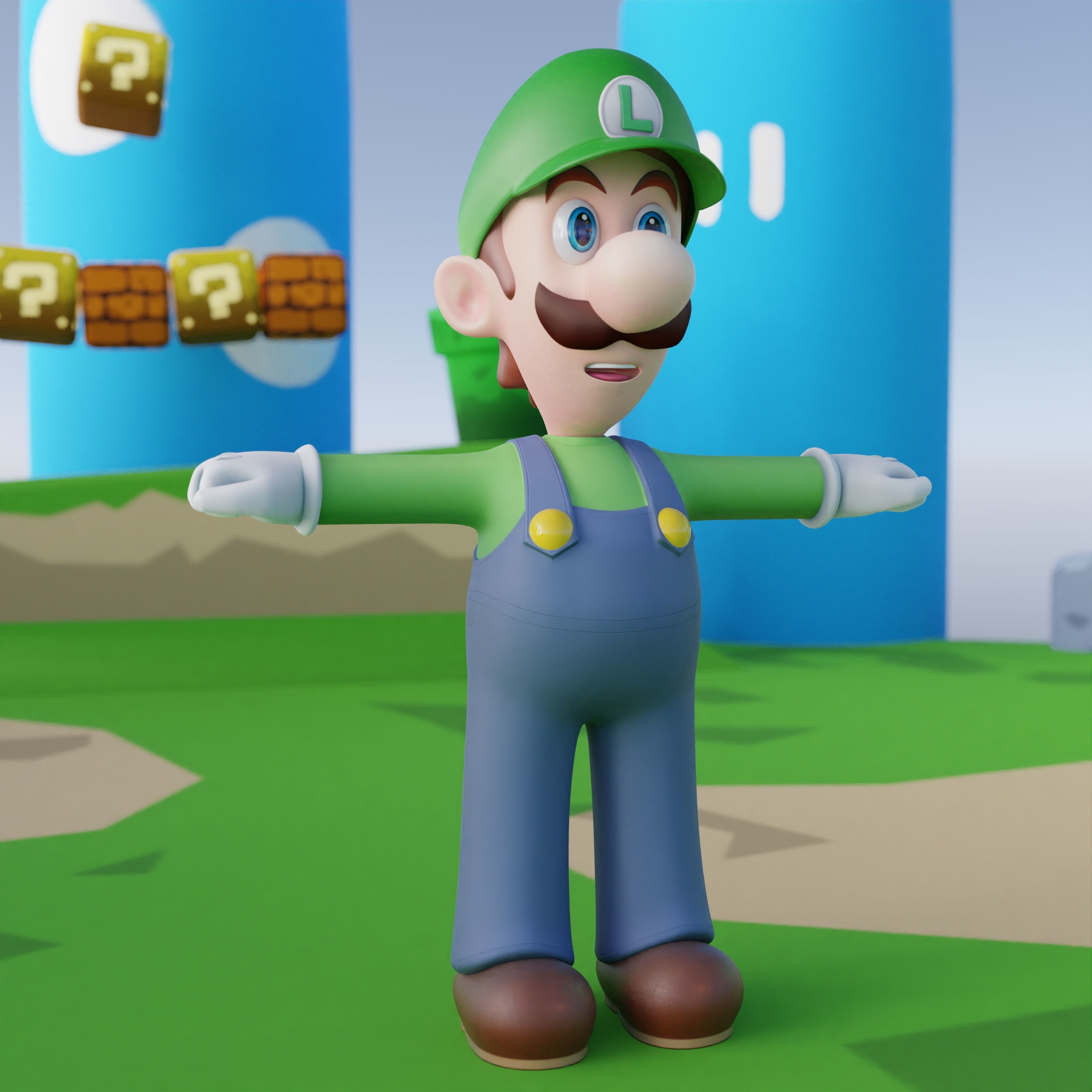 Luigi Rigged PBR  Low-poly 3D model_49