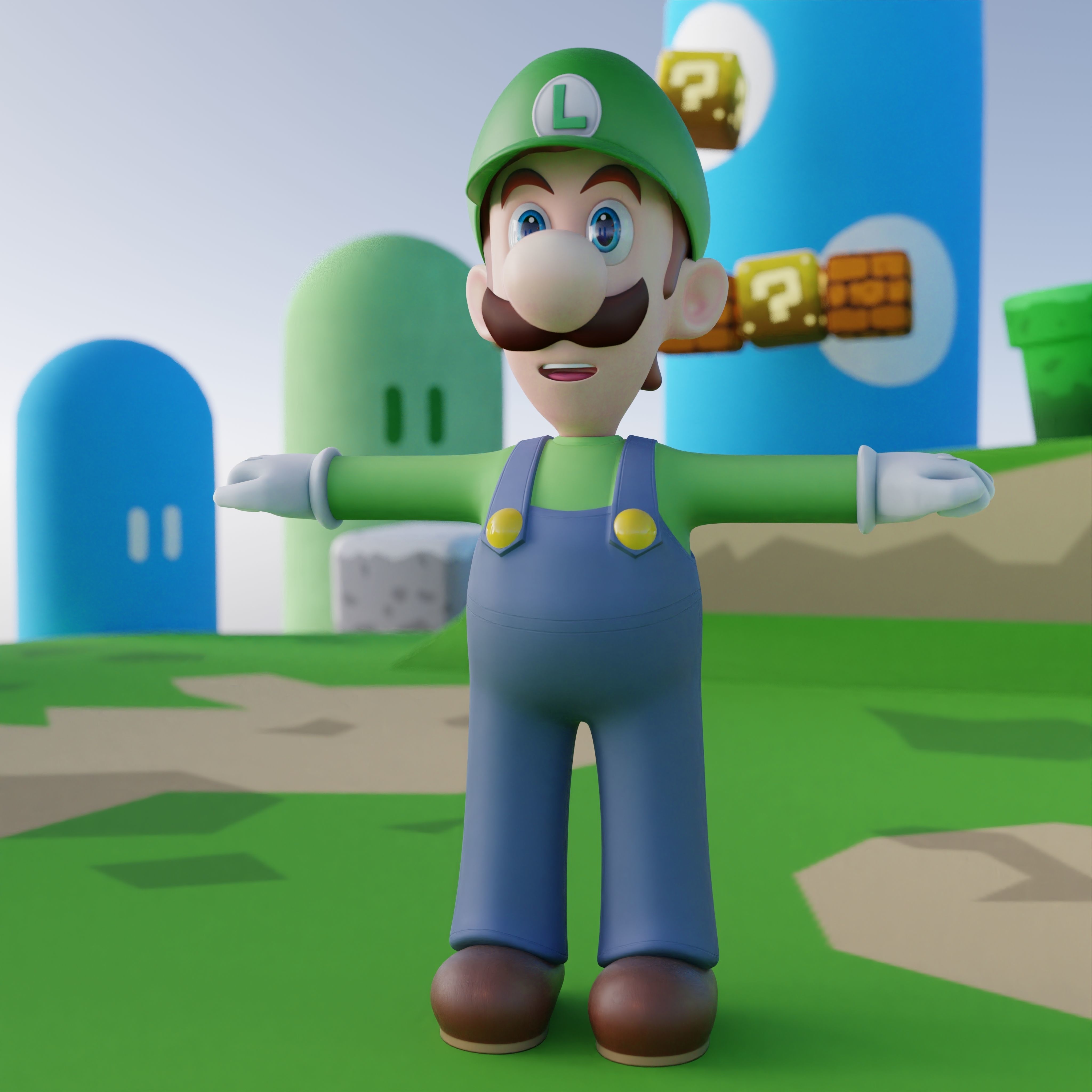 Luigi Rigged PBR  Low-poly 3D model_58