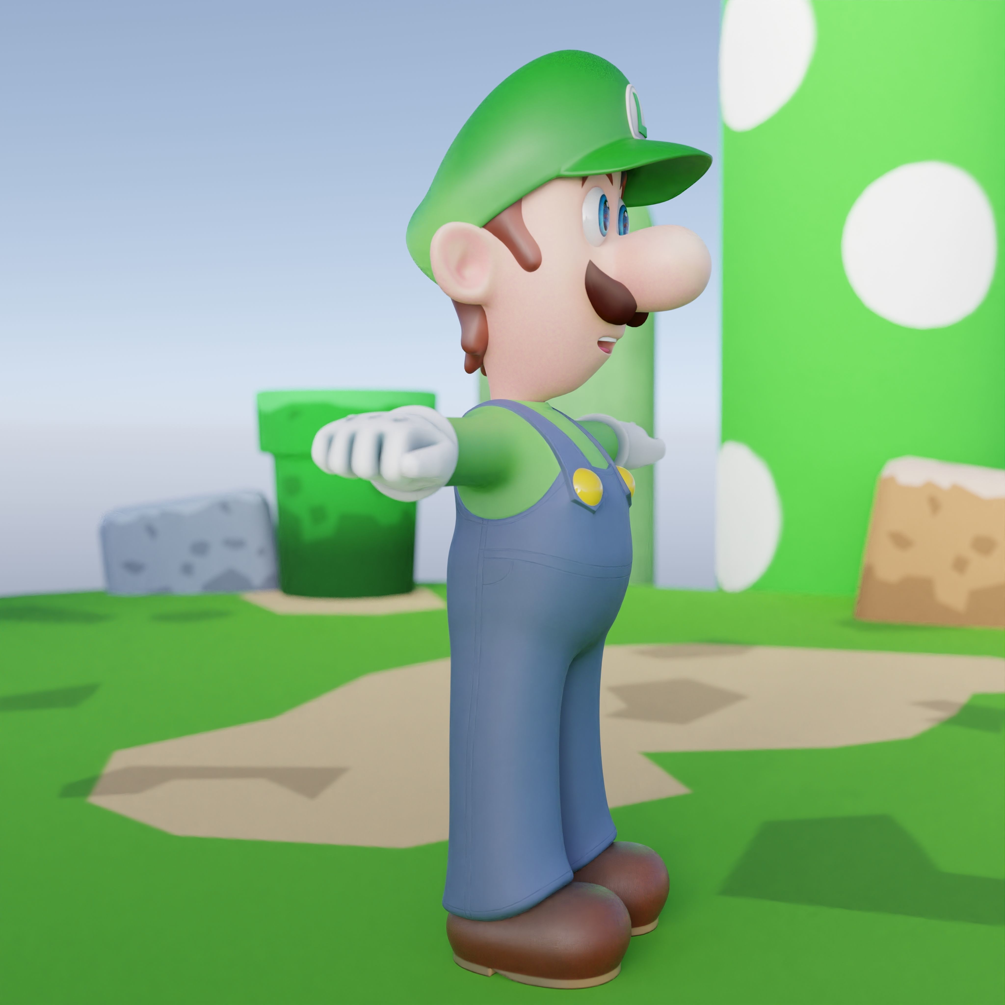 Luigi Rigged PBR  Low-poly 3D model_43