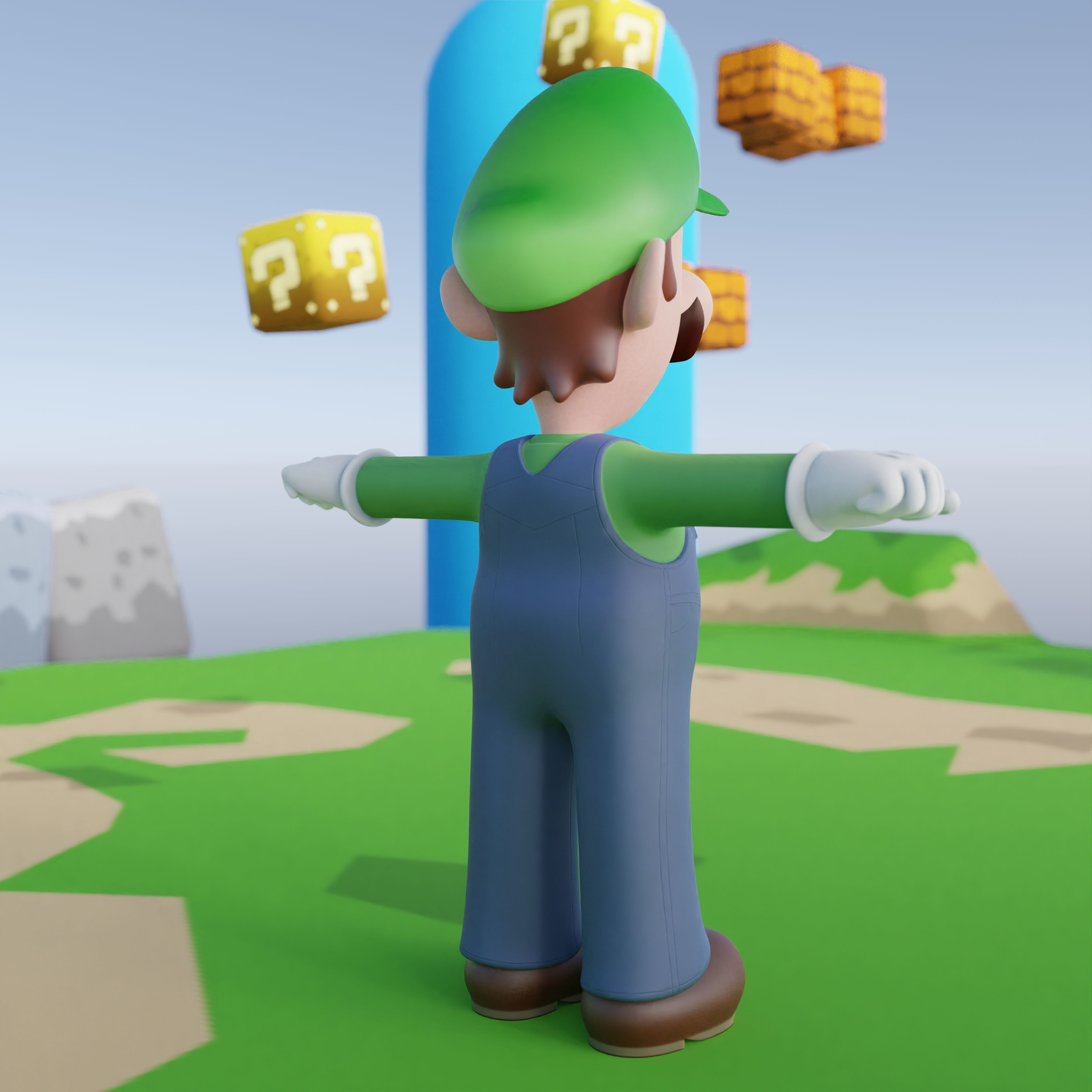 Luigi Rigged PBR  Low-poly 3D model_36