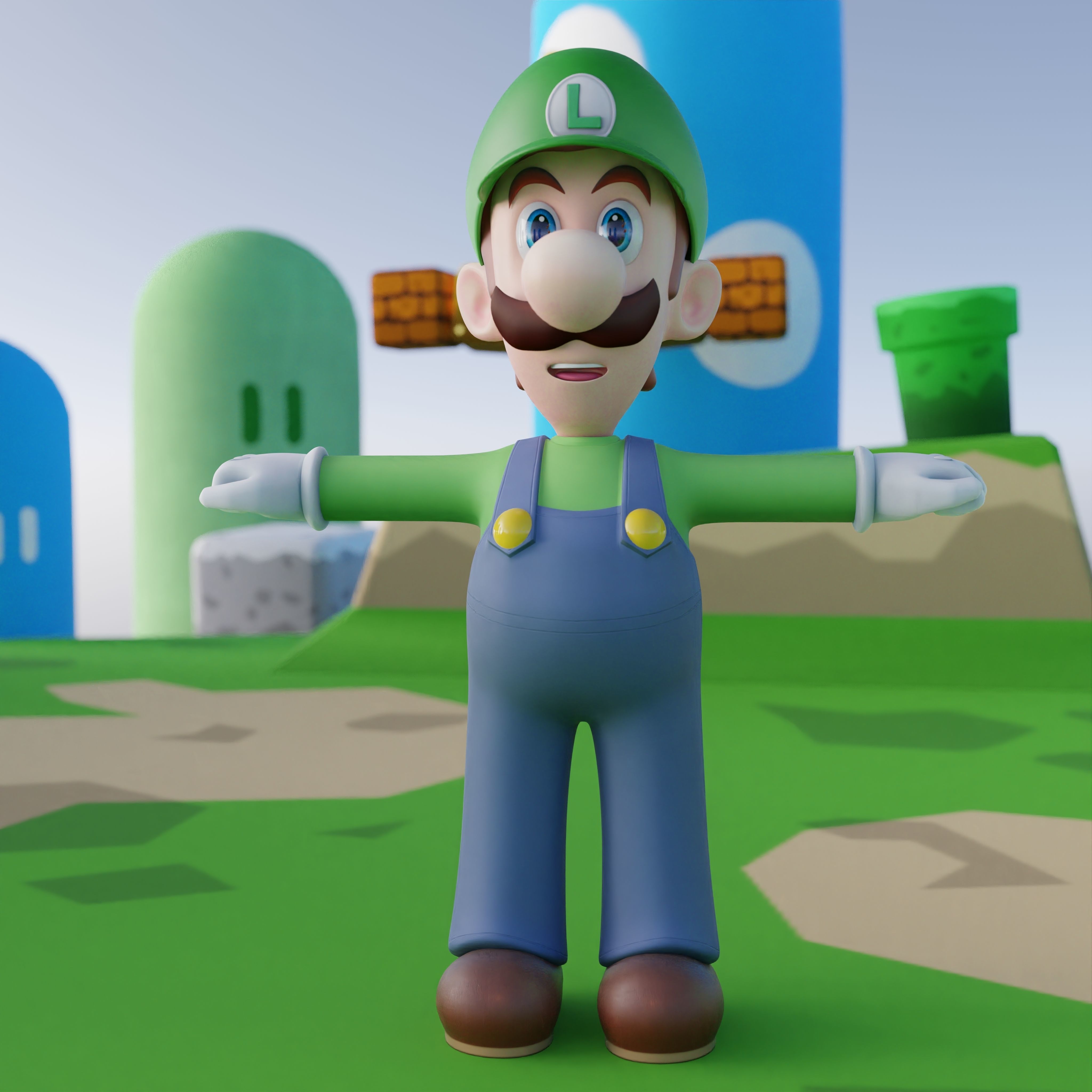 Luigi Rigged PBR  Low-poly 3D model_54