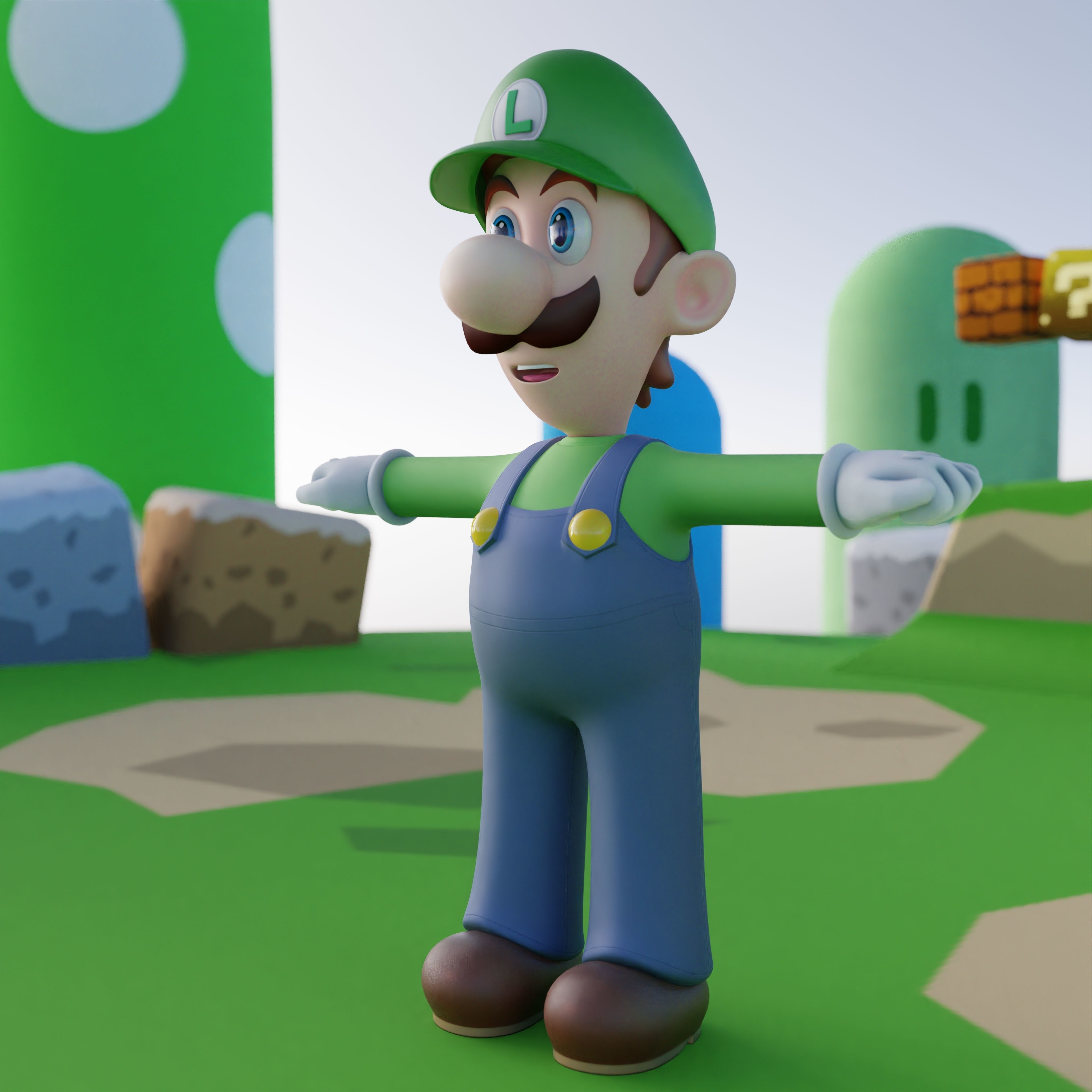 Luigi Rigged PBR  Low-poly 3D model_17