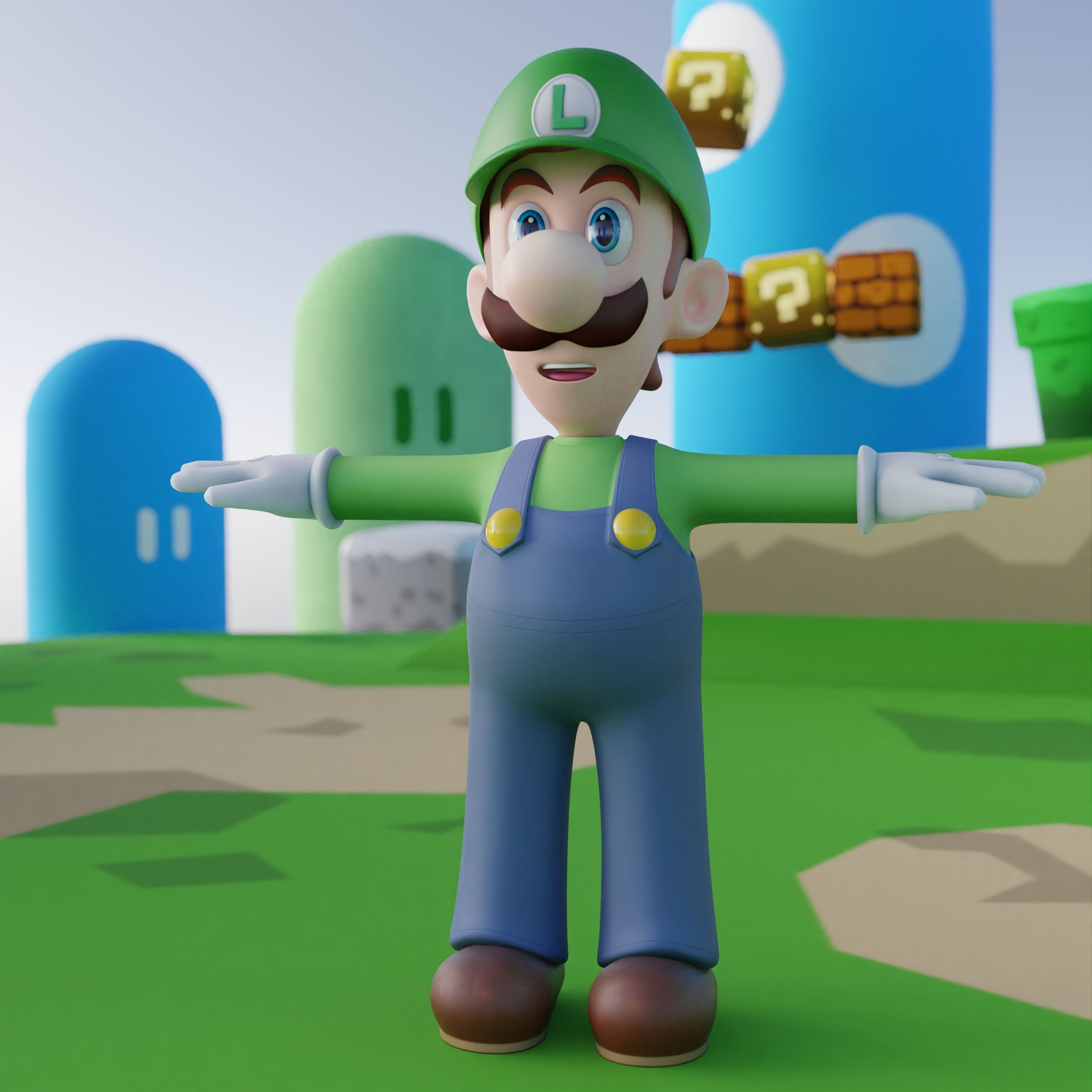 Luigi Rigged PBR  Low-poly 3D model_10