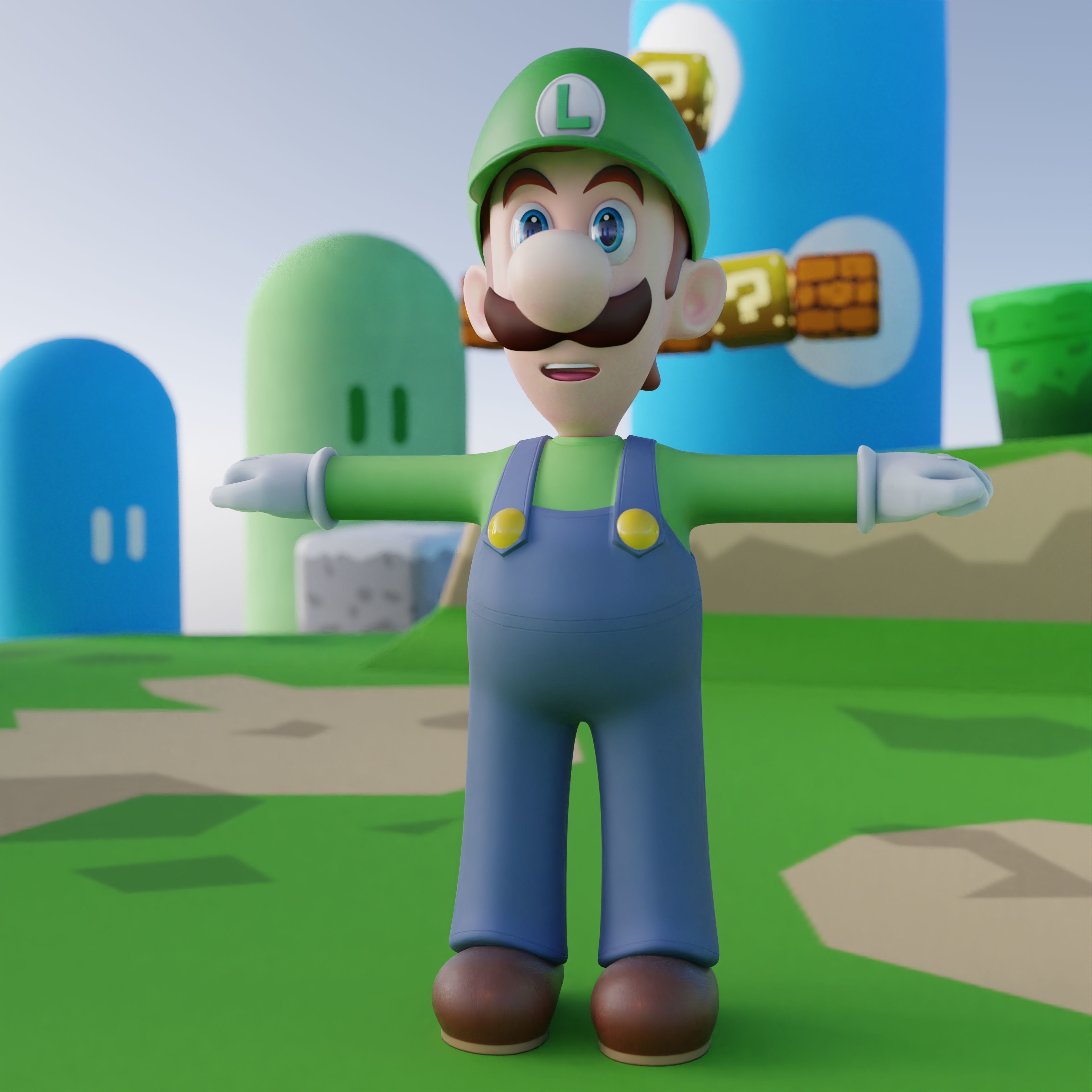 Luigi Rigged PBR  Low-poly 3D model_56