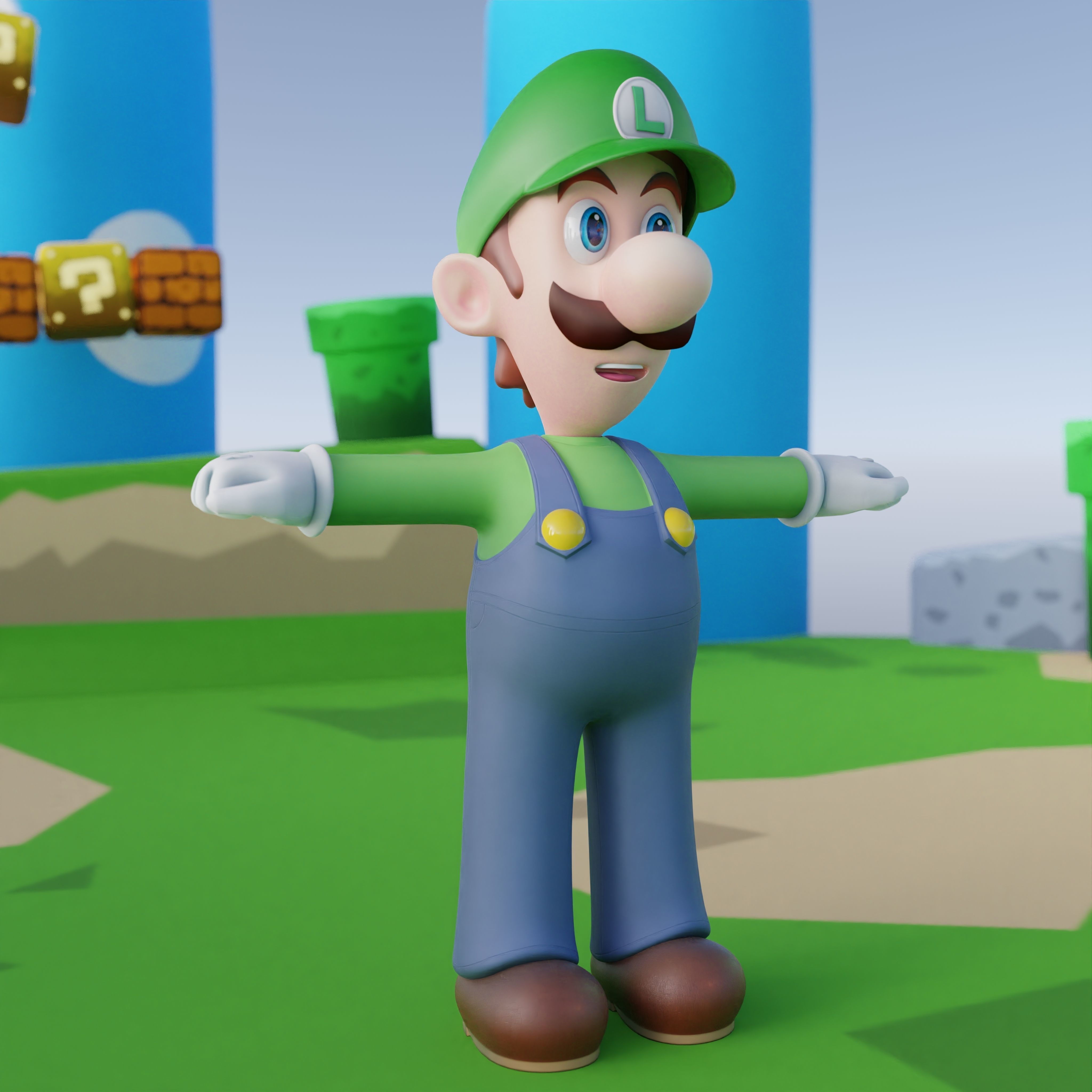Luigi Rigged PBR  Low-poly 3D model_48