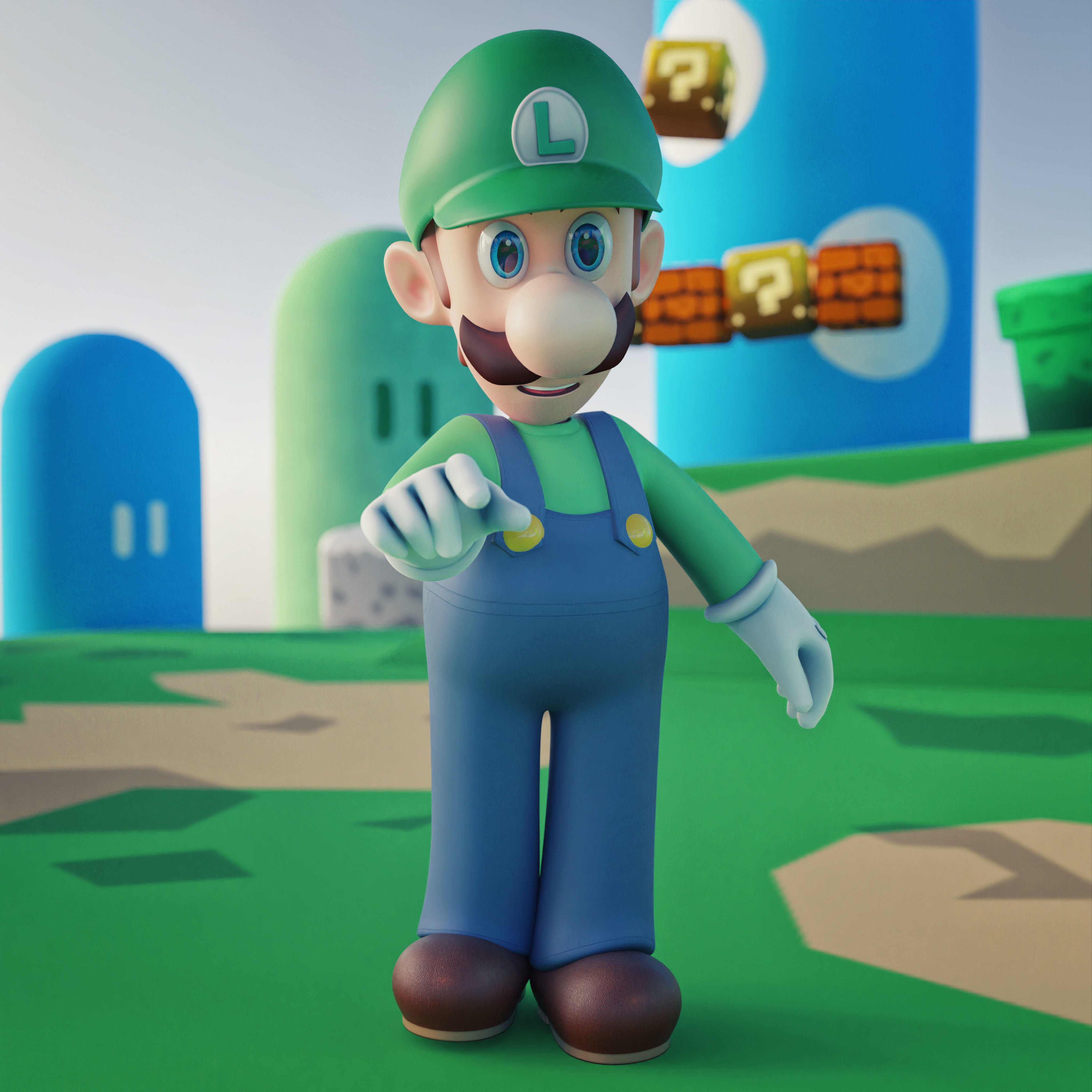 Luigi Rigged PBR  Low-poly 3D model_4