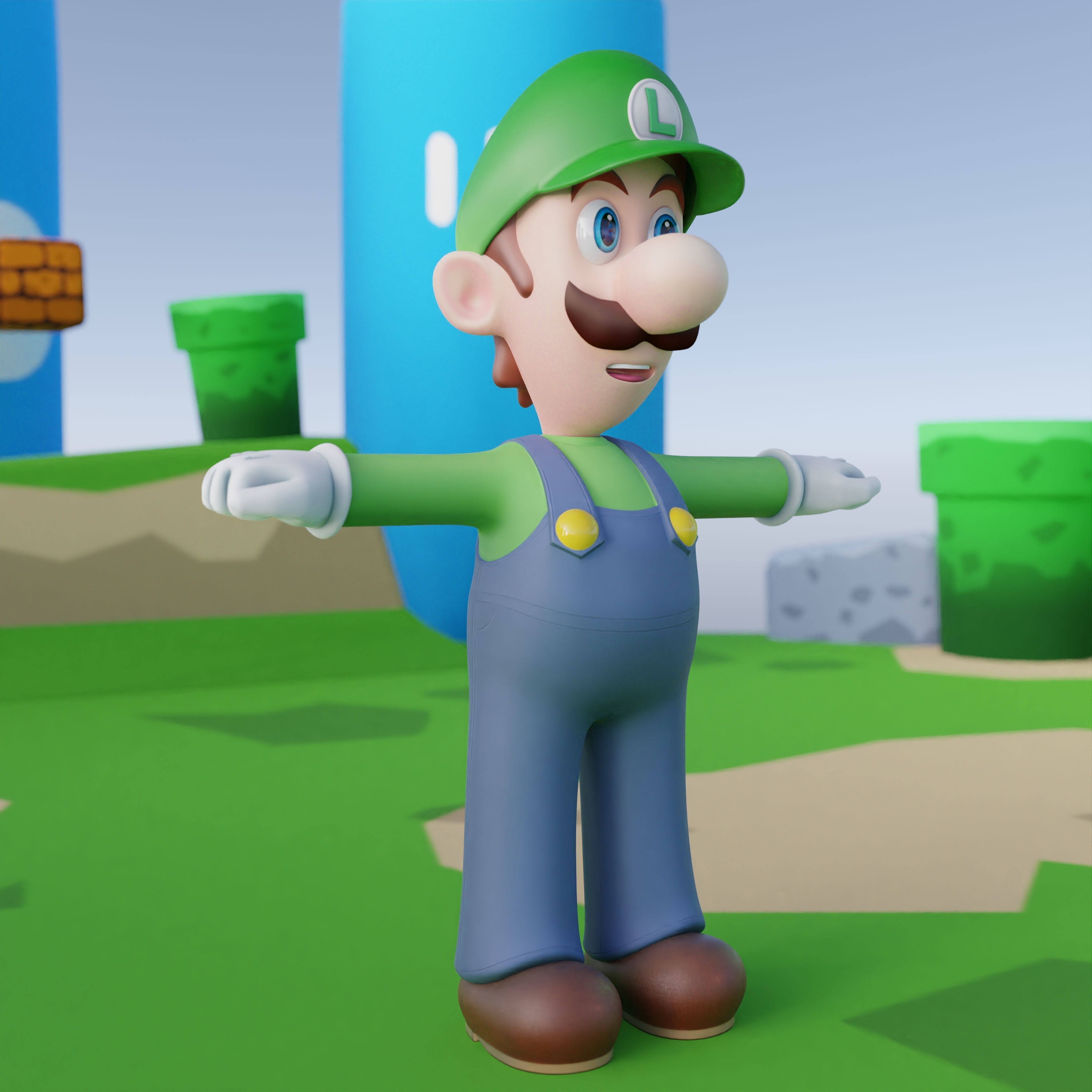 Luigi Rigged PBR  Low-poly 3D model_47