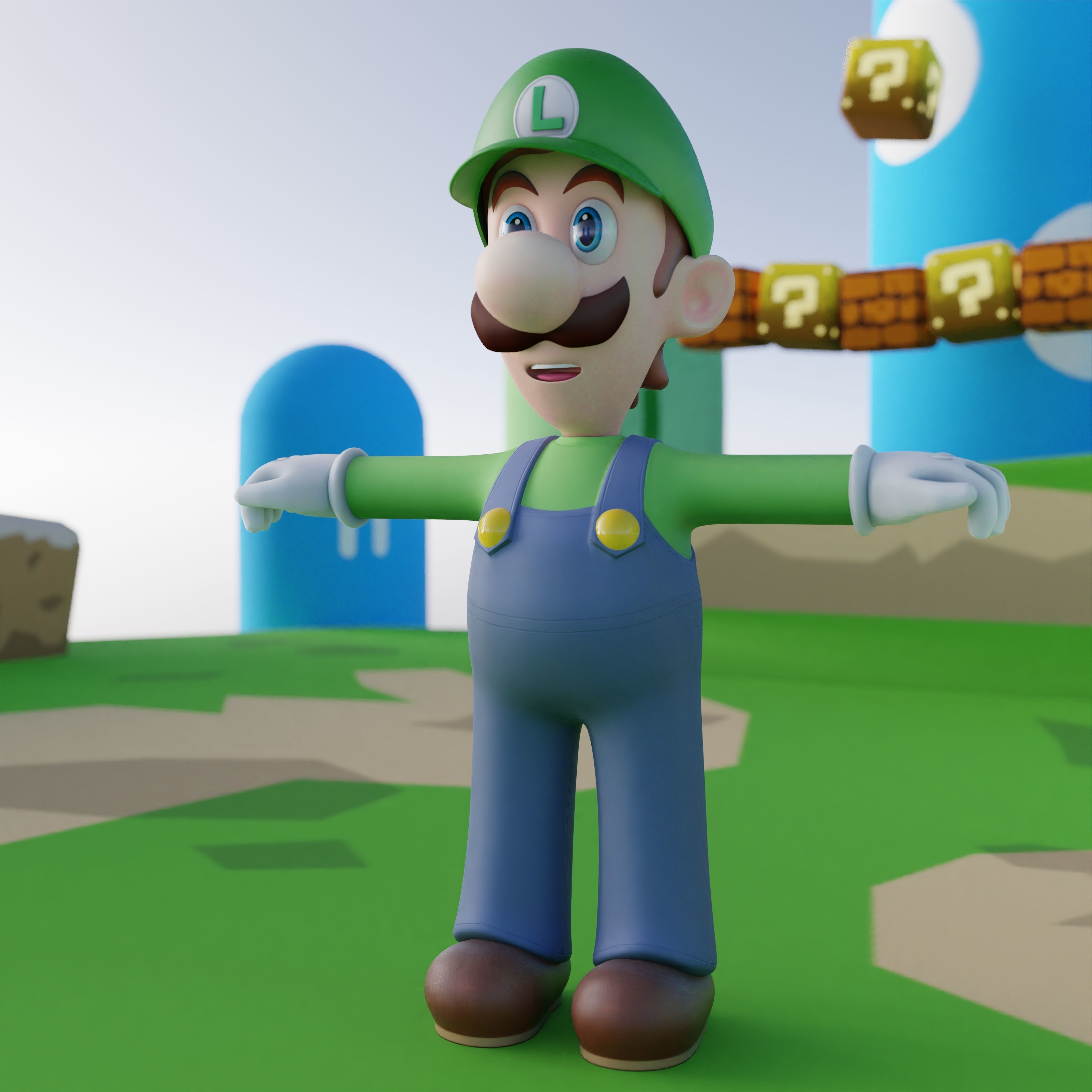 Luigi Rigged PBR  Low-poly 3D model_14