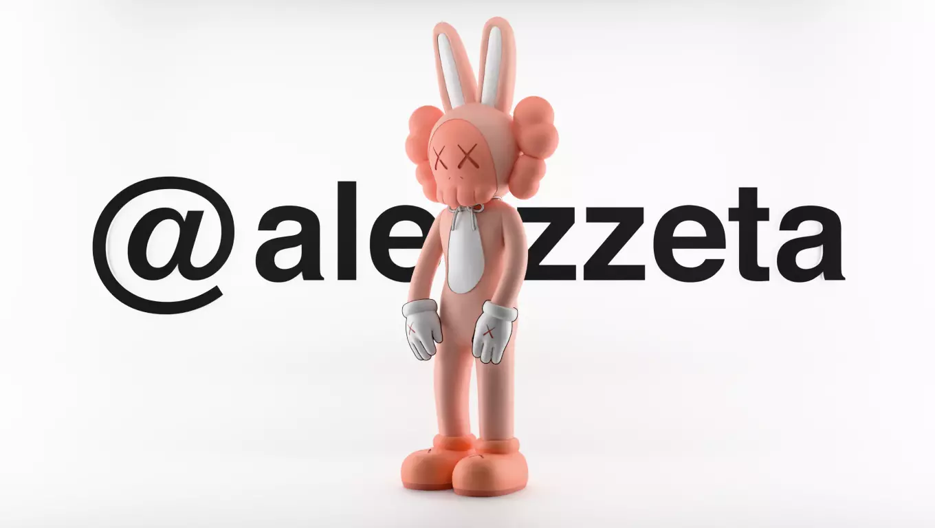 Kaws Accomplice Rabbit Bunny Textured Low-poly 3D model_0
