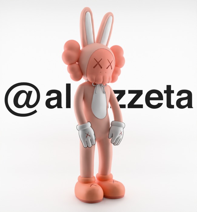 Kaws Accomplice Rabbit Bunny Textured Low-poly 3D model_34